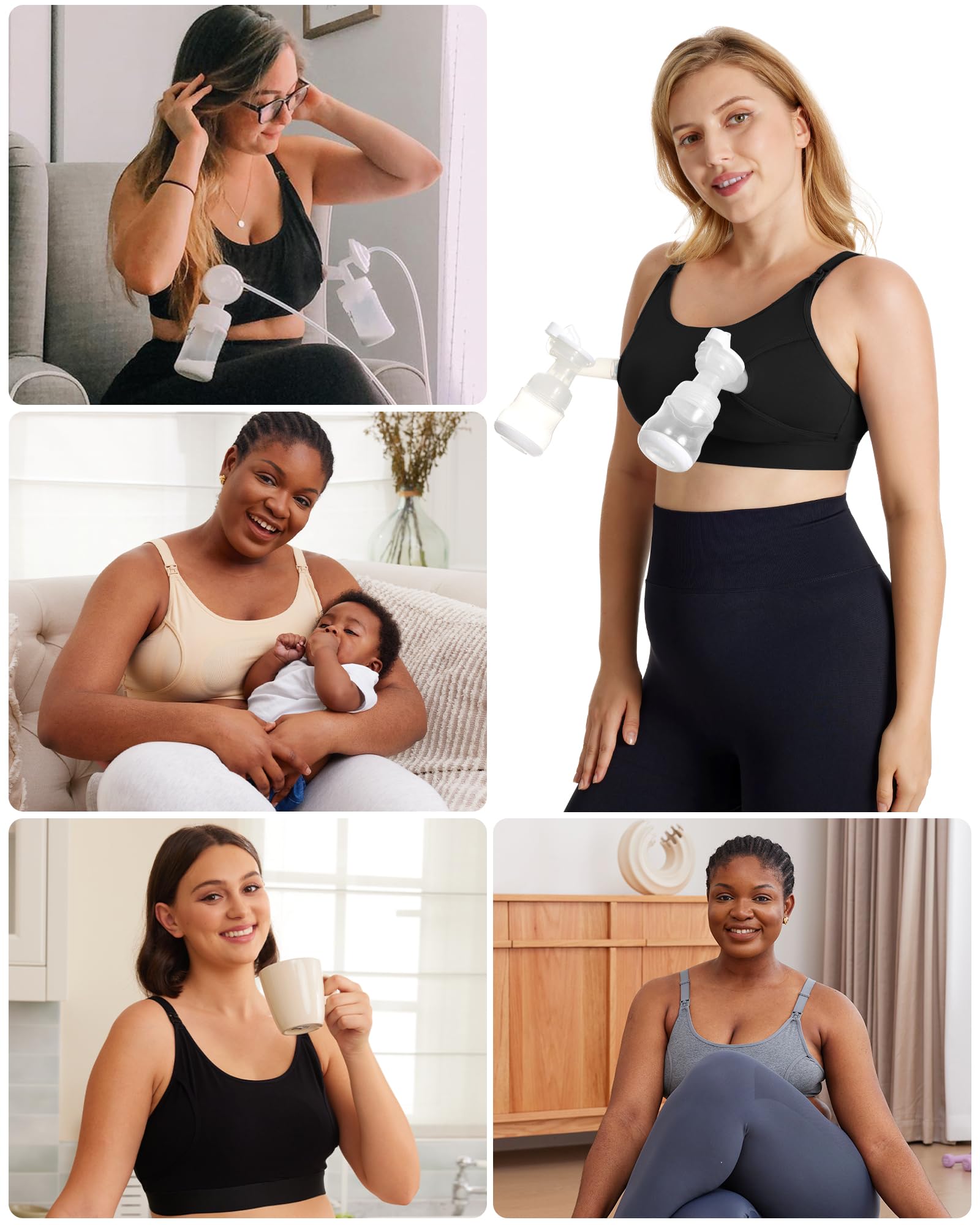 Momcozy Hands Free Pumping & Nursing Bra, Adjustable Cotton Breast Pump Bra