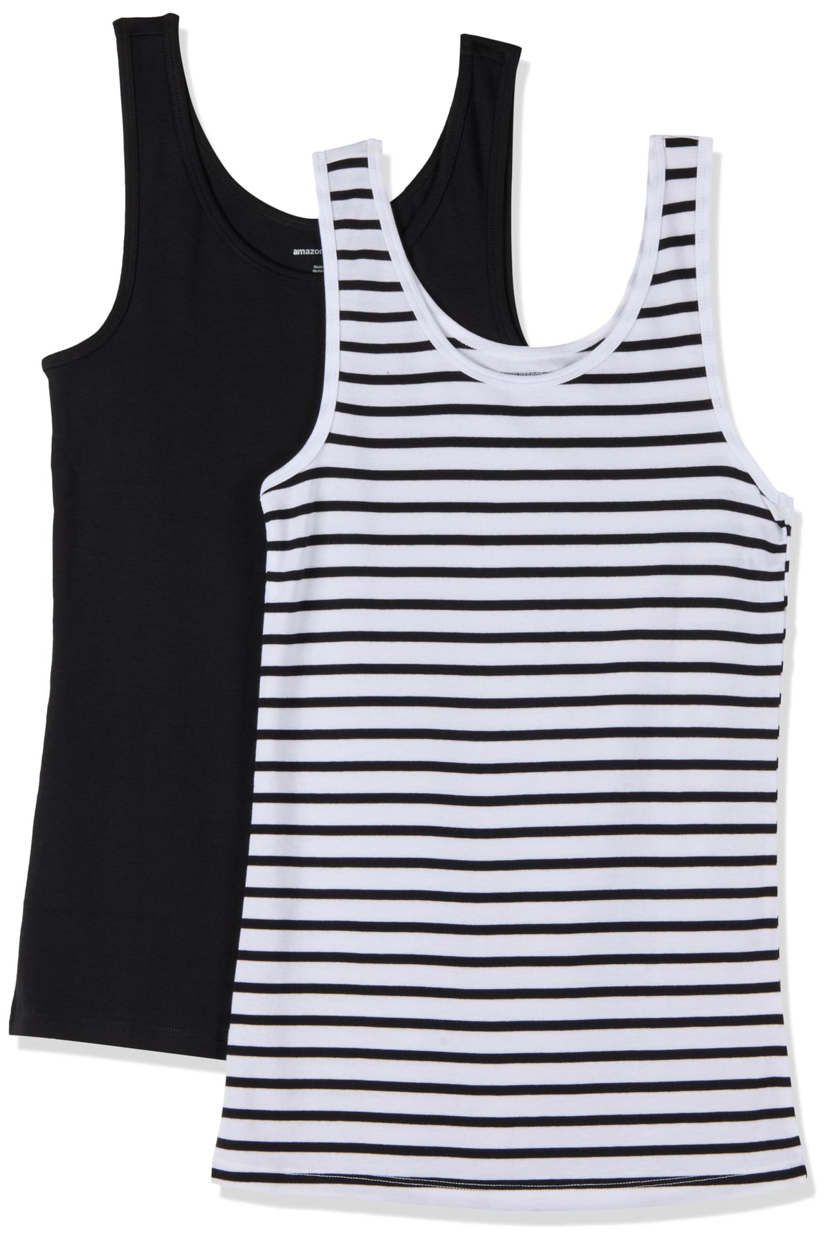 Amazon Essentials Women's Slim-Fit Ribbed Scoop Neck Tank Tops, Pack of 2