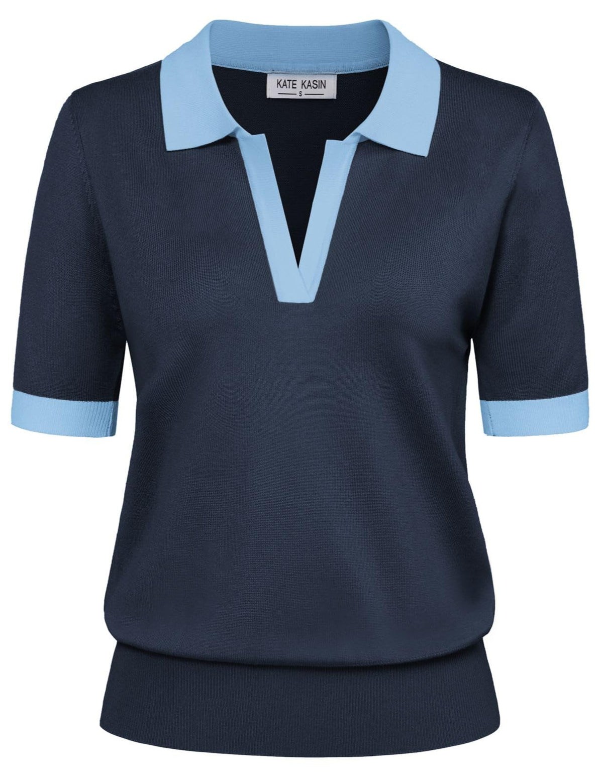 Women's Short Sleeve Classic V Neck Collared Casual Polo Sweater Tops