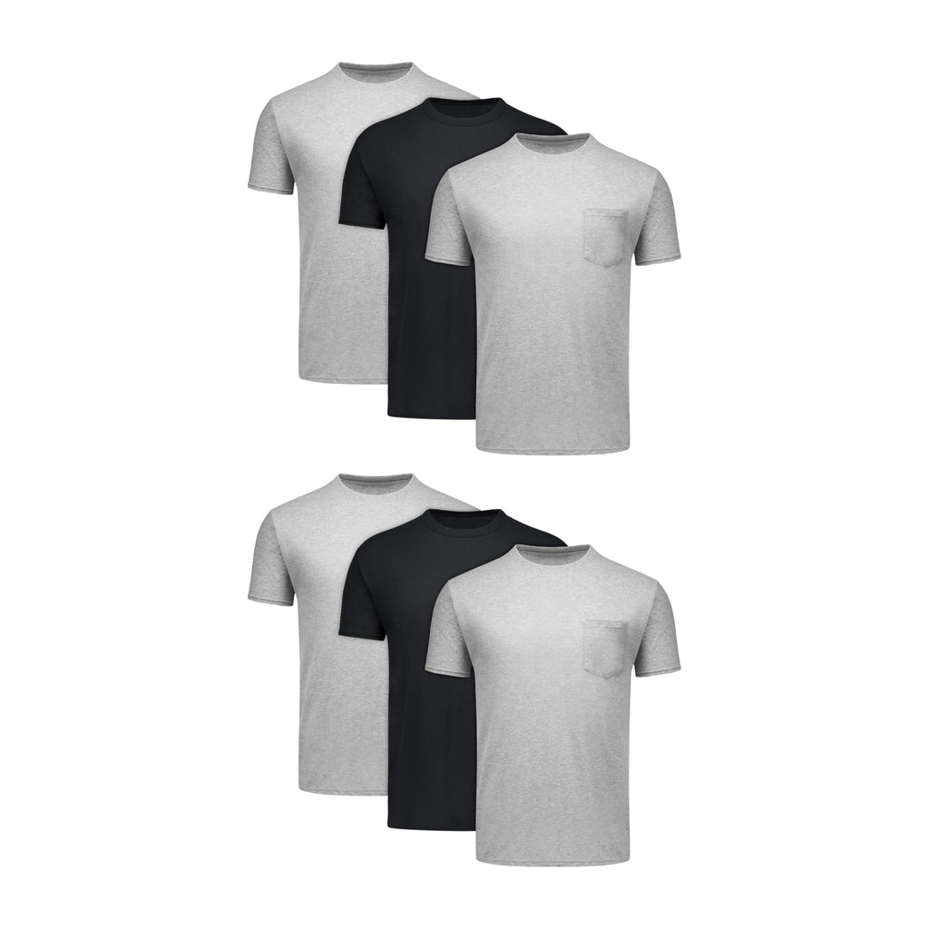 Hanes Men's Pocket T-Shirts - 6-Pack - Cotton Crewneck Tees