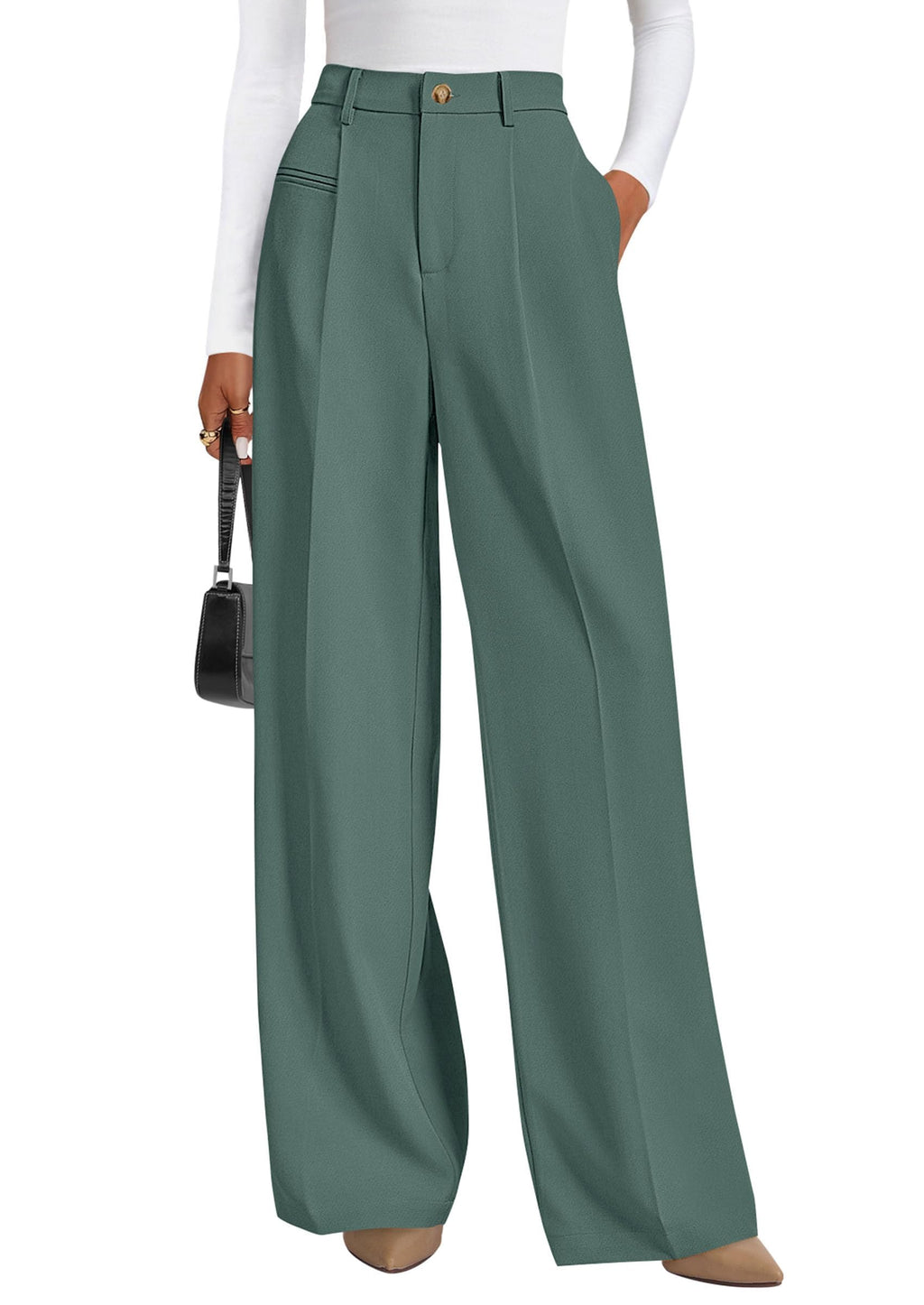 PRETTYGARDEN Women's Tailored Wide Leg Work Dress Pants