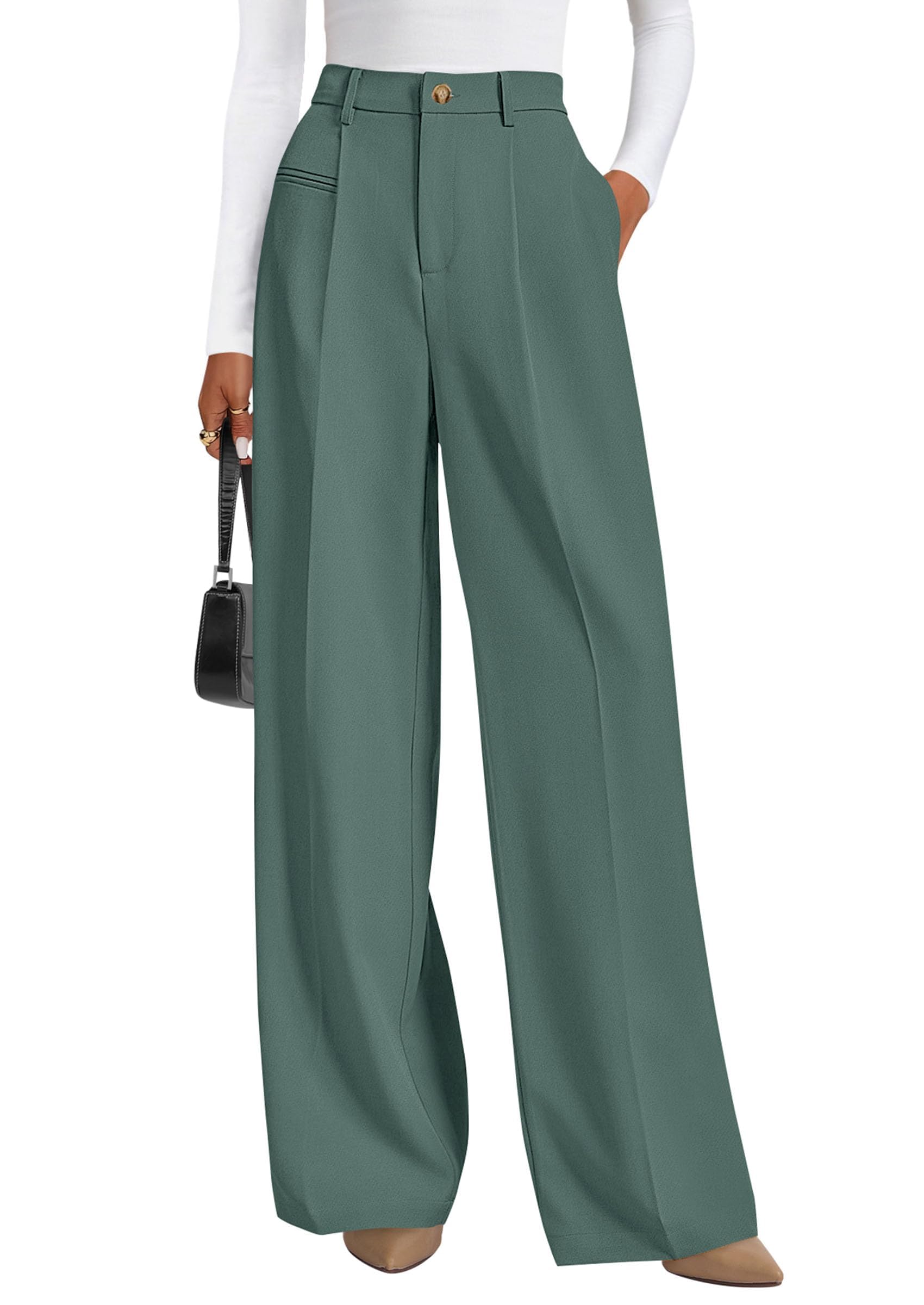 PRETTYGARDEN Women's Tailored Wide Leg Work Dress Pants