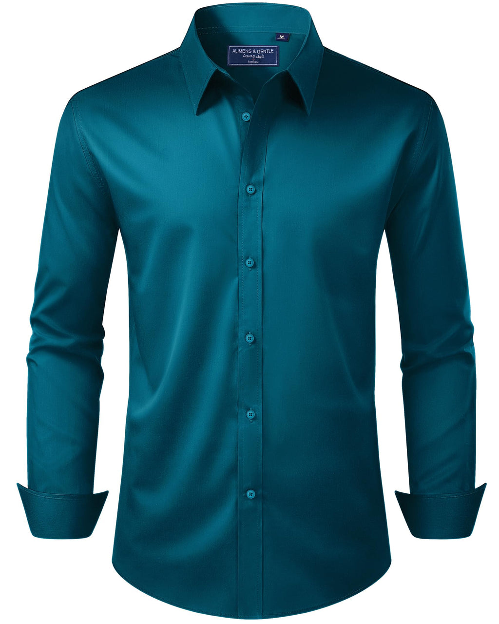 Alimens & Gentle Men's Dress Shirt Regular Fit Stretch Stain Shield Long Sleeve Solid Business Wedding Button Down Shirts