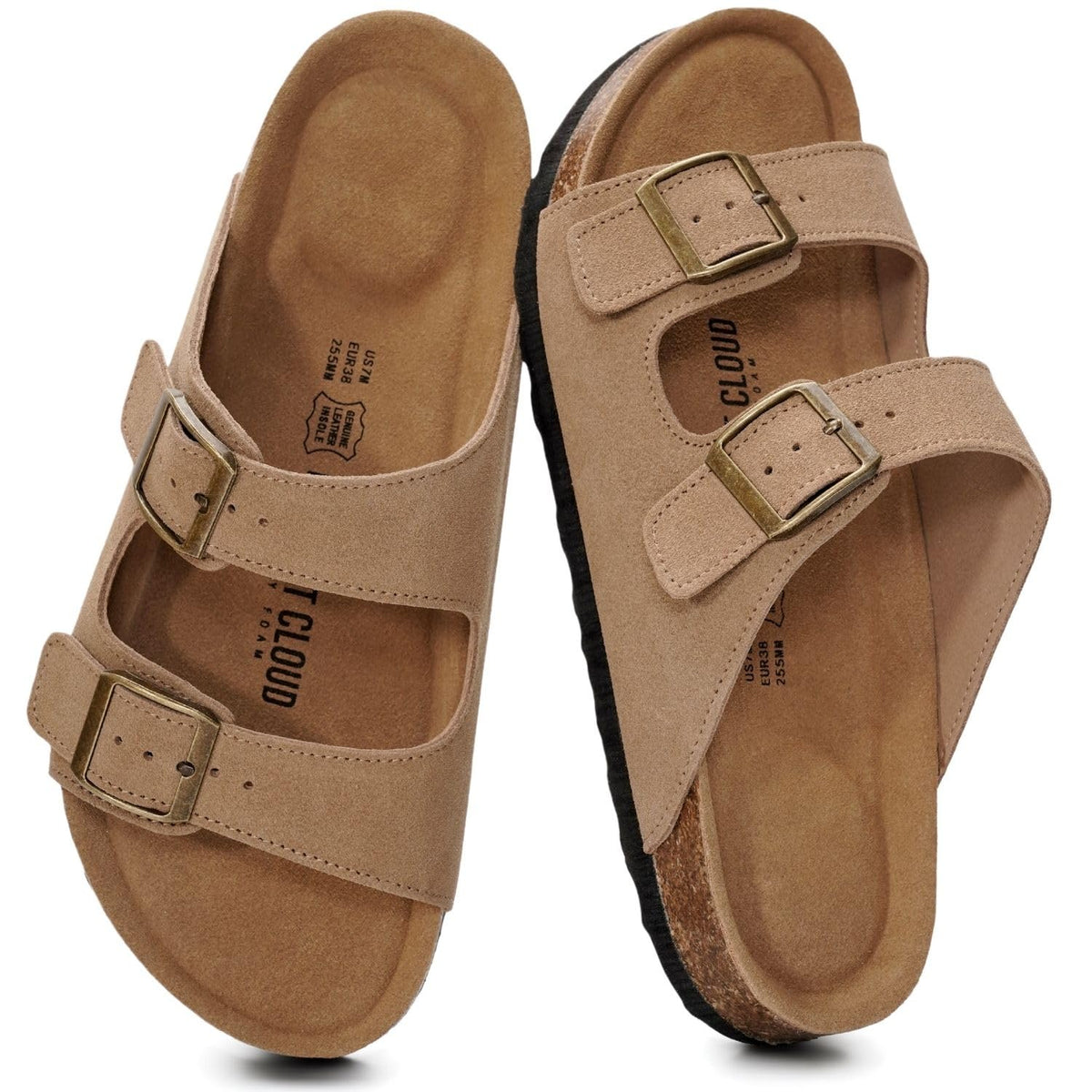 Project Cloud 100% Genuine Leather Womens Sandals Slides for Women (Venita)
