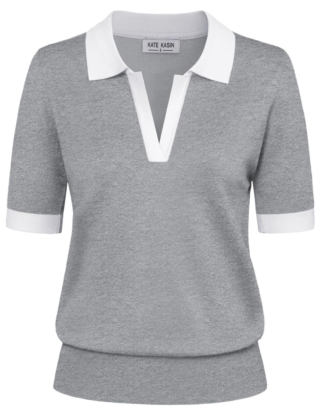 Women's Short Sleeve Classic V Neck Collared Casual Polo Sweater Tops