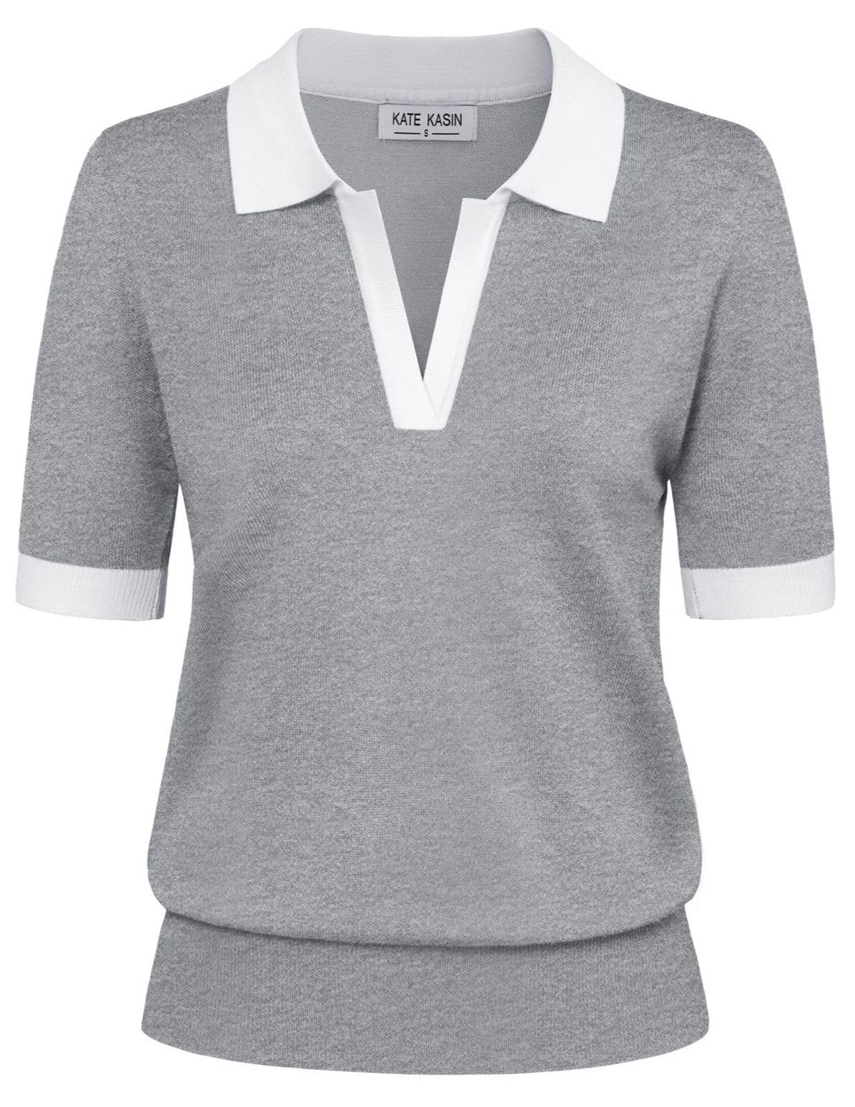 Women's Short Sleeve Classic V Neck Collared Casual Polo Sweater Tops