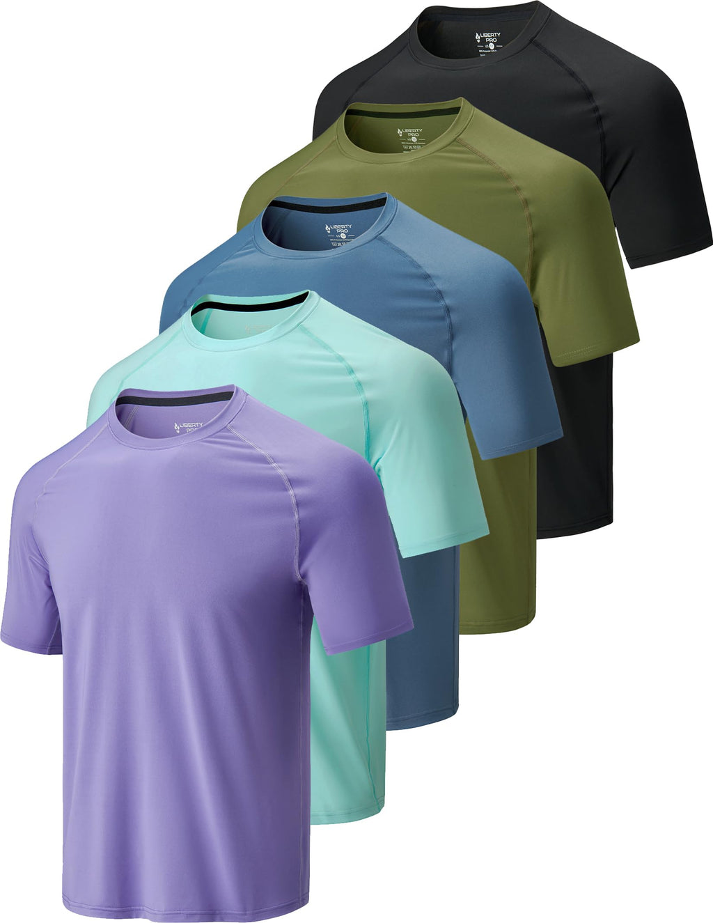 Liberty Imports 5 Pack Men's Active Quick Dry Crew Neck T Shirts