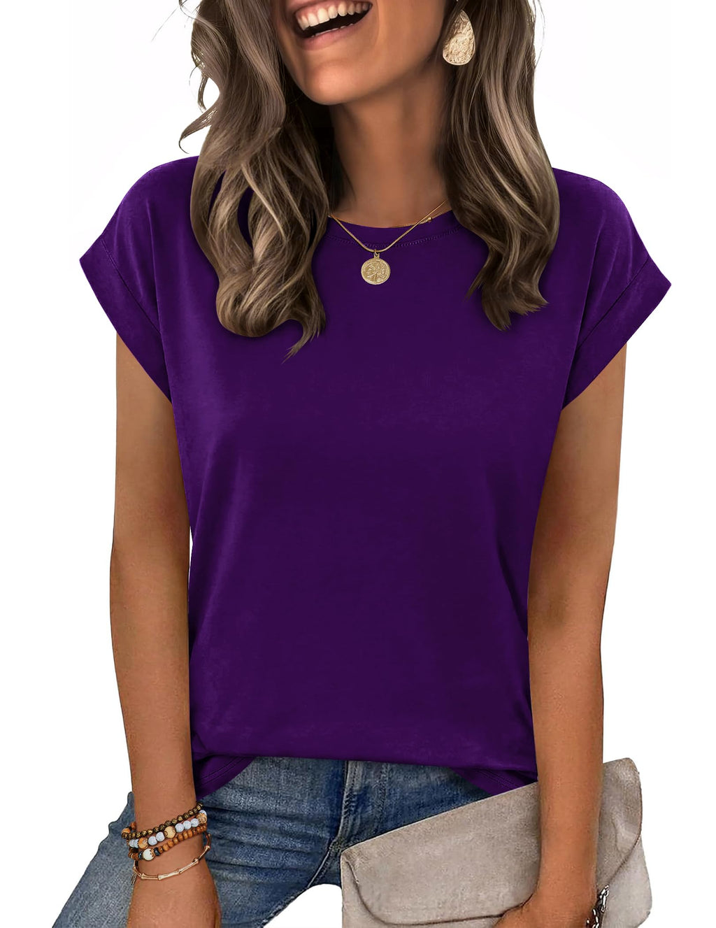 Zeagoo Womens Tops Summer Casual Cap Sleeve Tshirts Shirts Business Blouses