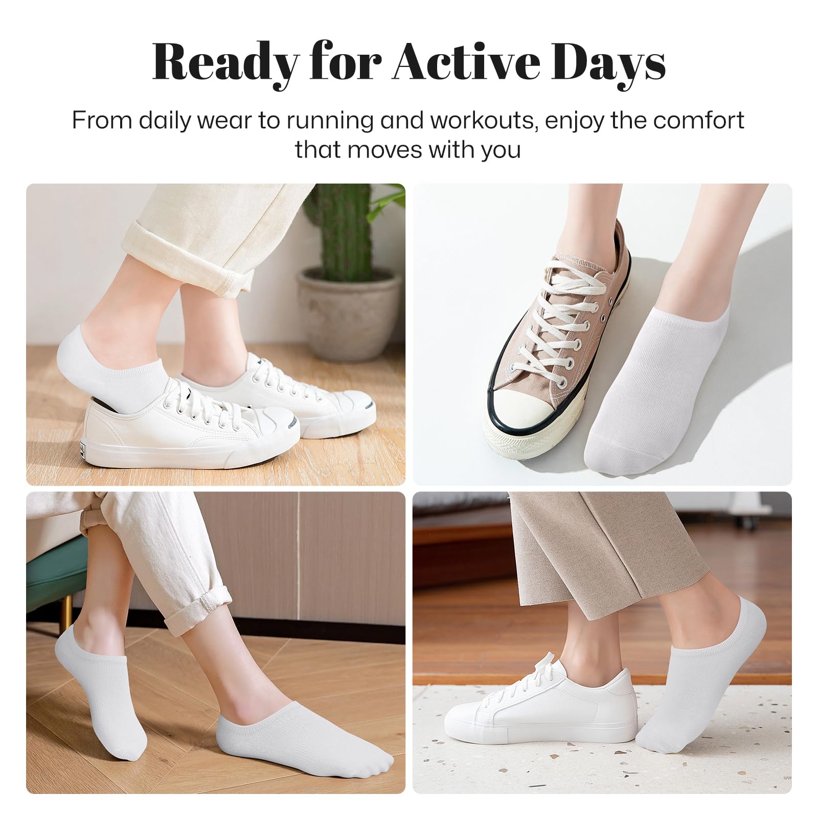 wernies No Show Socks Women Low Cut Ankle Socks Non Slip 4/8 Pairs