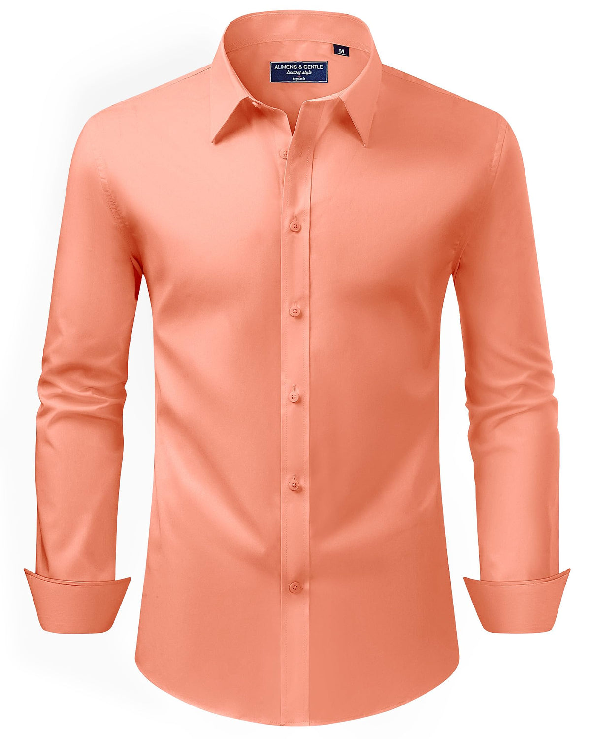 Alimens & Gentle Men's Dress Shirt Regular Fit Stretch Stain Shield Long Sleeve Solid Business Wedding Button Down Shirts