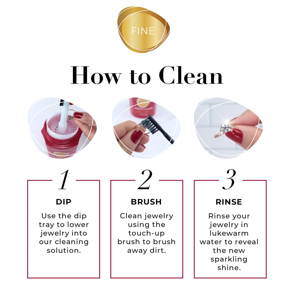 CONNOISSEURS Premium Edition Jewelry Cleaner, Value Size 9.6oz - Pick from Fine, Silver or Delicate Jewelry Cleaner