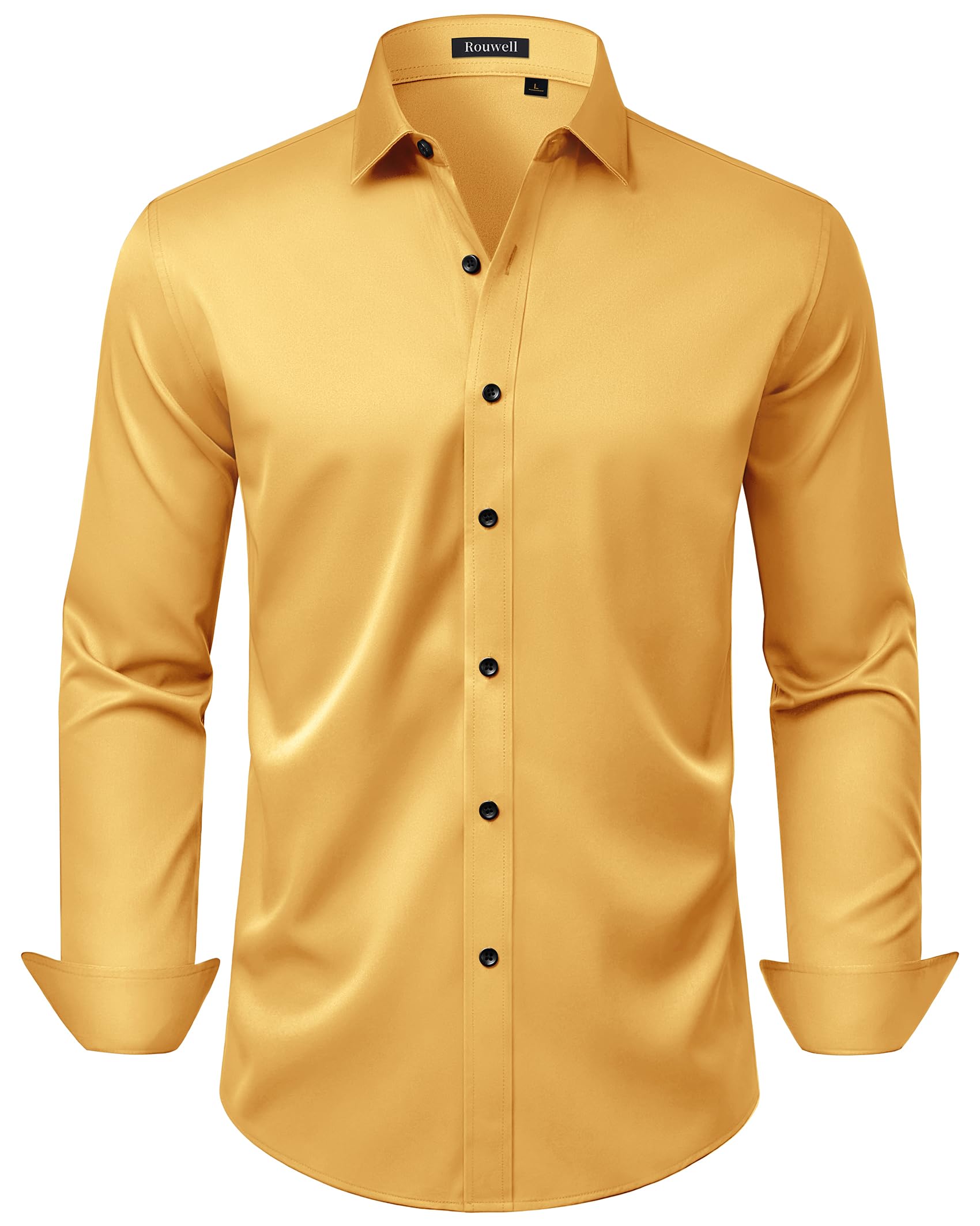 Mens Wrinkle Free Dress Shirts Regular Fit Business Button Down Shirt Formal Long Sleeve Wedding Stretch Shirts