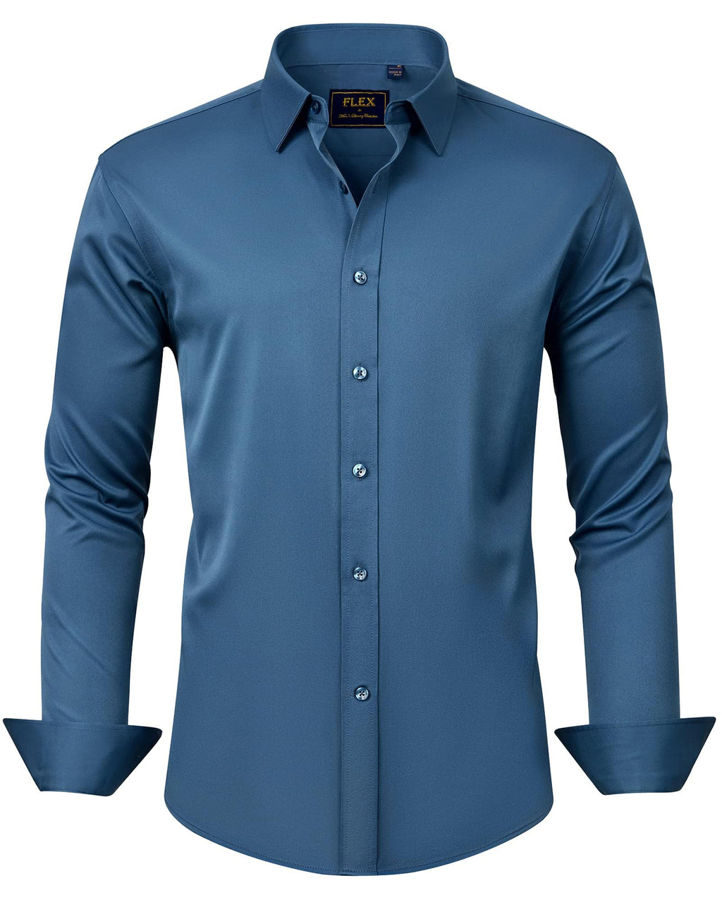 J.VER Men's Dress Shirts Solid Long Sleeve Stretch Wrinkle-Free Formal Shirt Business Casual Button Down Shirts