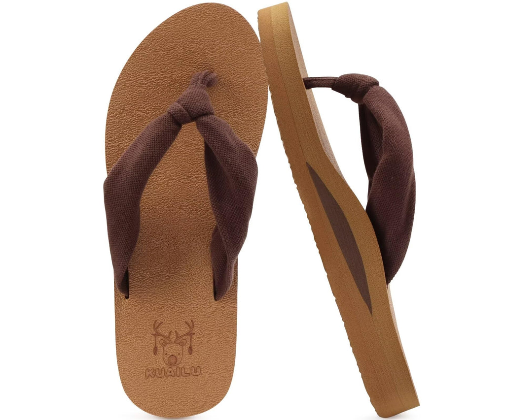 KuaiLu Flip Flops for Women with Arch Support Summer Beach Thong Sandals