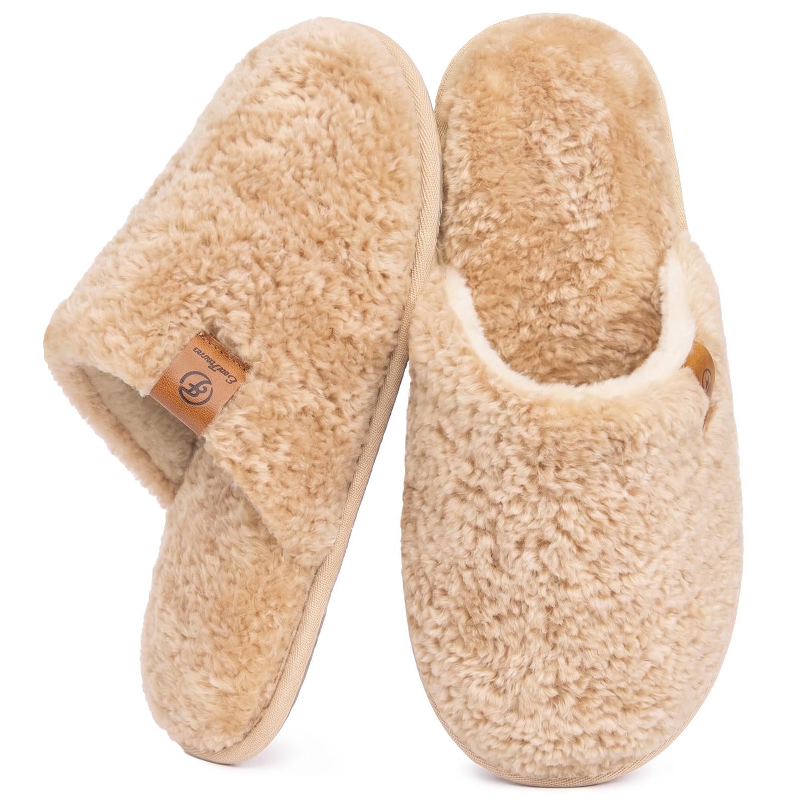 EverFoams Women's Fuzzy Slippers Warm Cozy Memory Foam Indoor House Shoes