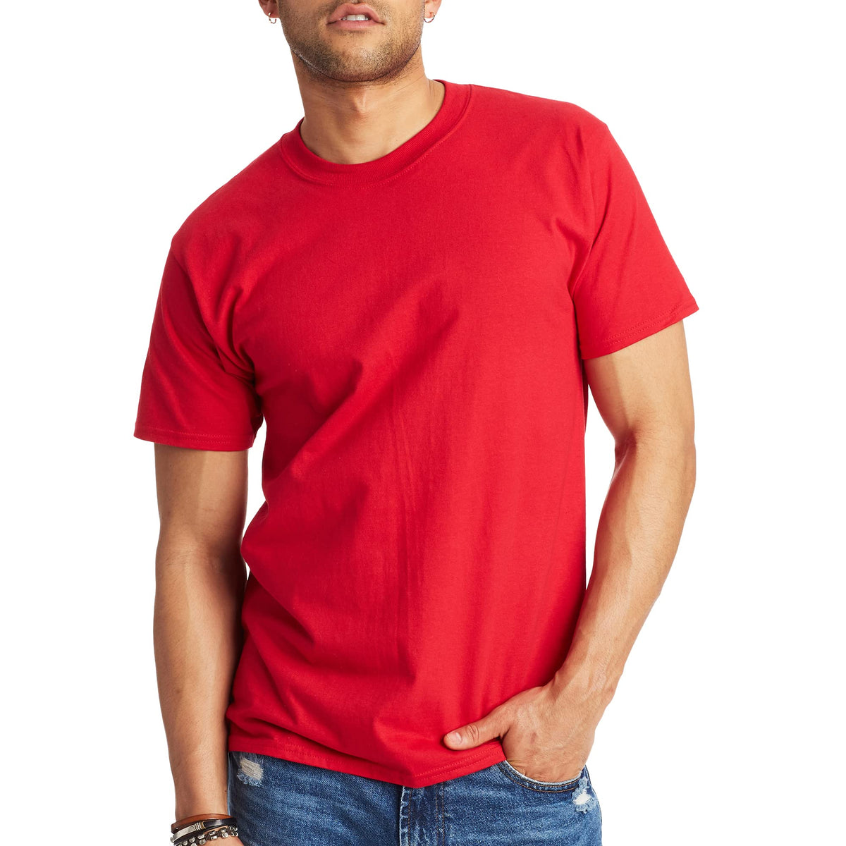 Hanes Men's Beefy-T T-Shirt, Heavyweight Cotton T-Shirts for Men, 1 or 2 Pack, Men's Tees (Tall