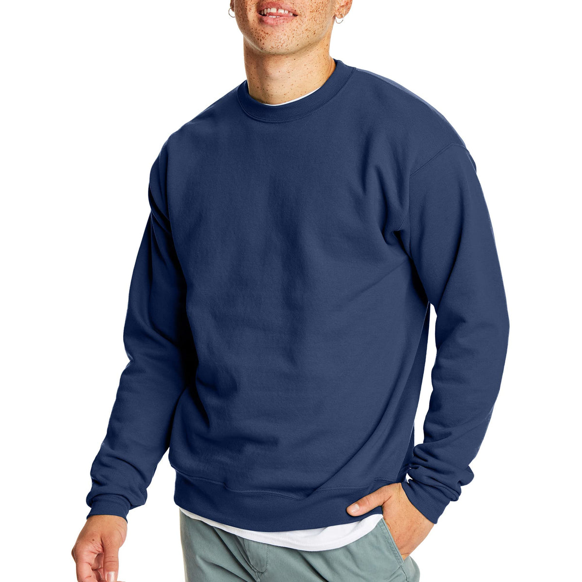 Hanes Men's Sweatshirt, EcoSmart Fleece Crewneck Sweatshirt, Big & Tall Available, 1 or 2-Pack