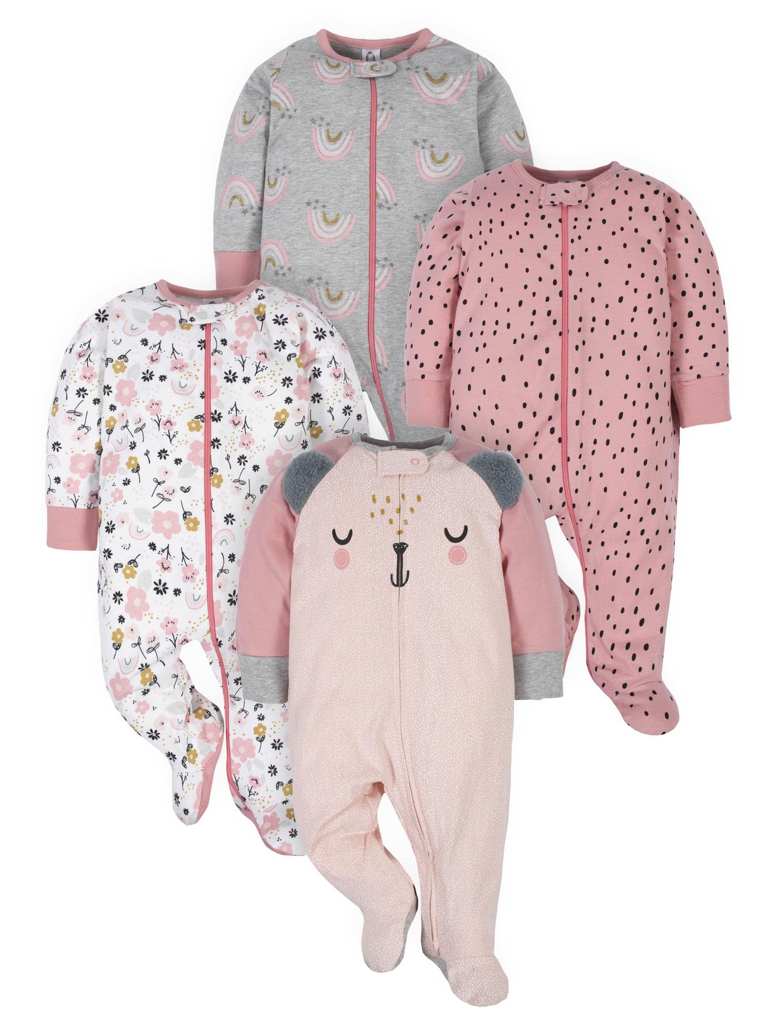Gerber Baby Girls 4-Pack Sleep 'N Play Footie