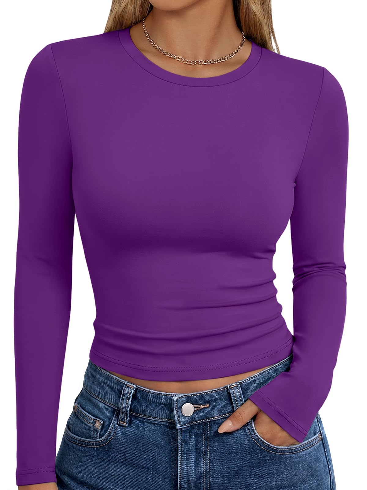 Trendy Queen Womens Long Sleeve T Shirts Fall Fashion Basic Y2K Tops 2026