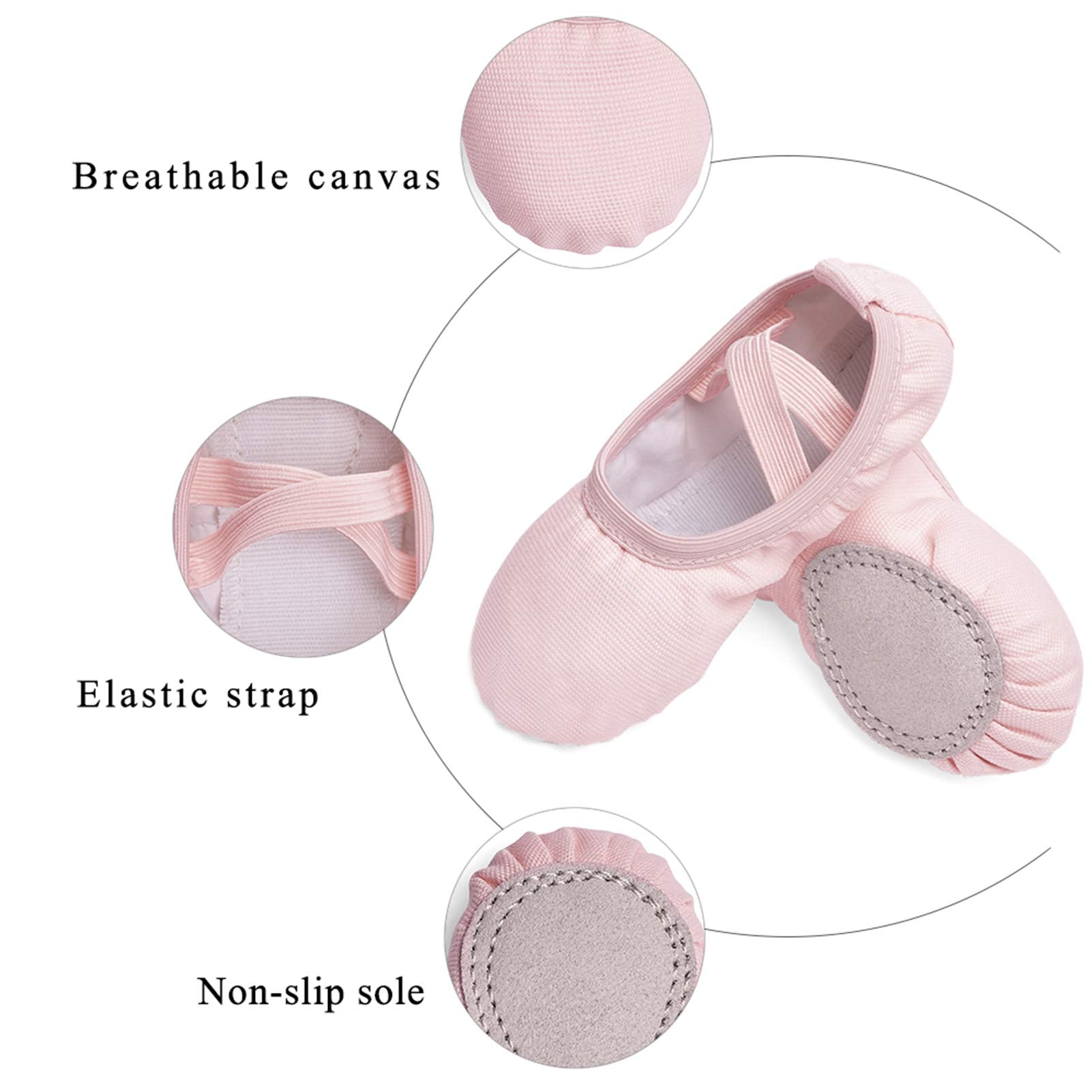 Stelle Canvas Ballet Shoes Toddler Girls No-Tie Split Sole Ballet Slippers
