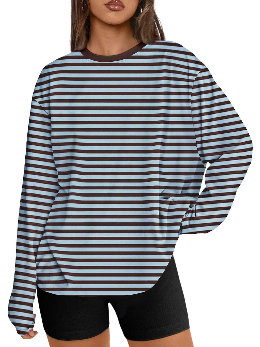 Trendy Queen Womens Oversized Long Sleeve Shirts Fall Tops 2026 Basic Tees