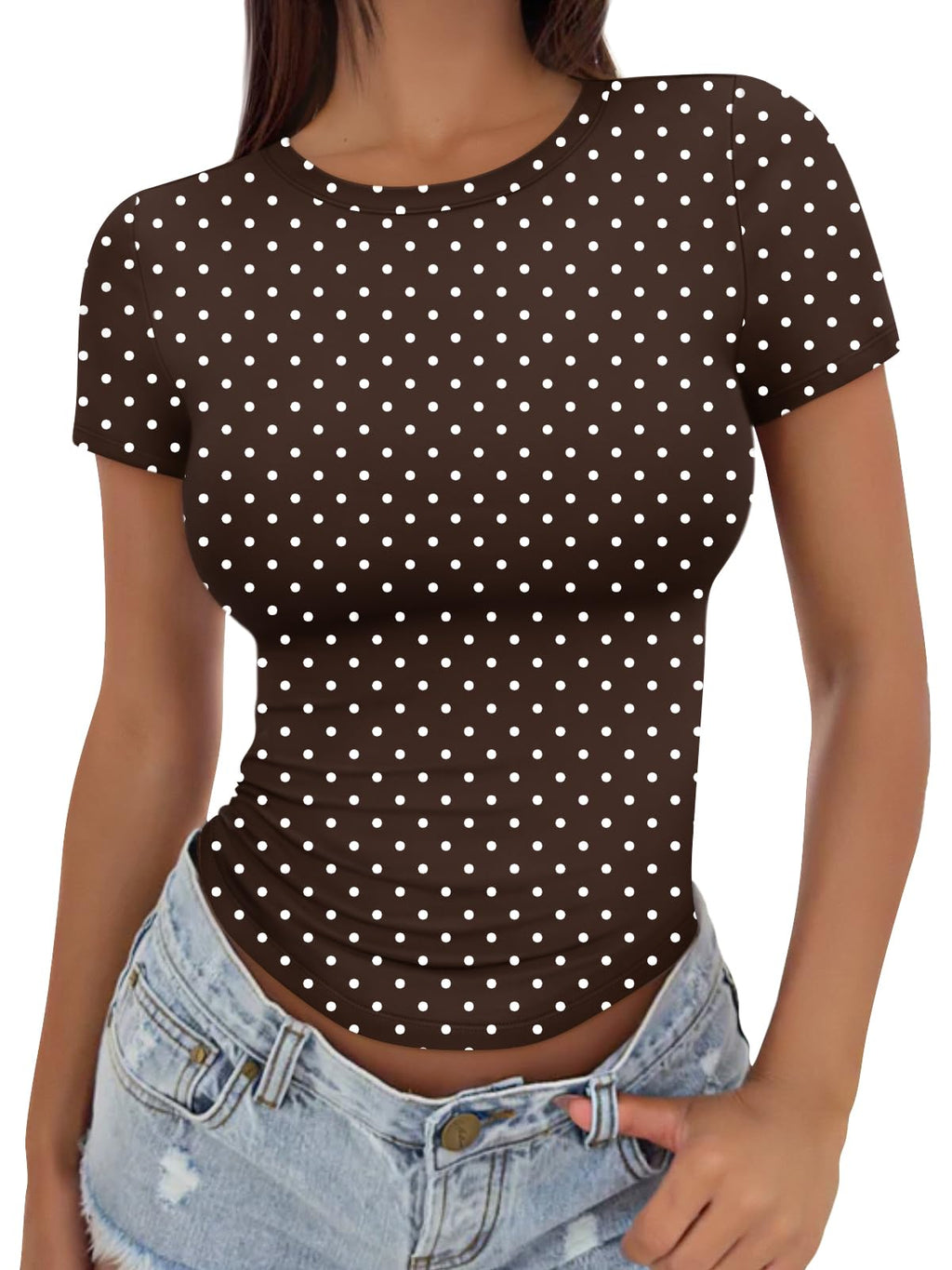 Trendy Queen Womens Fitted Short Sleeve Shirt Buttery Soft Top Stretchy Tee