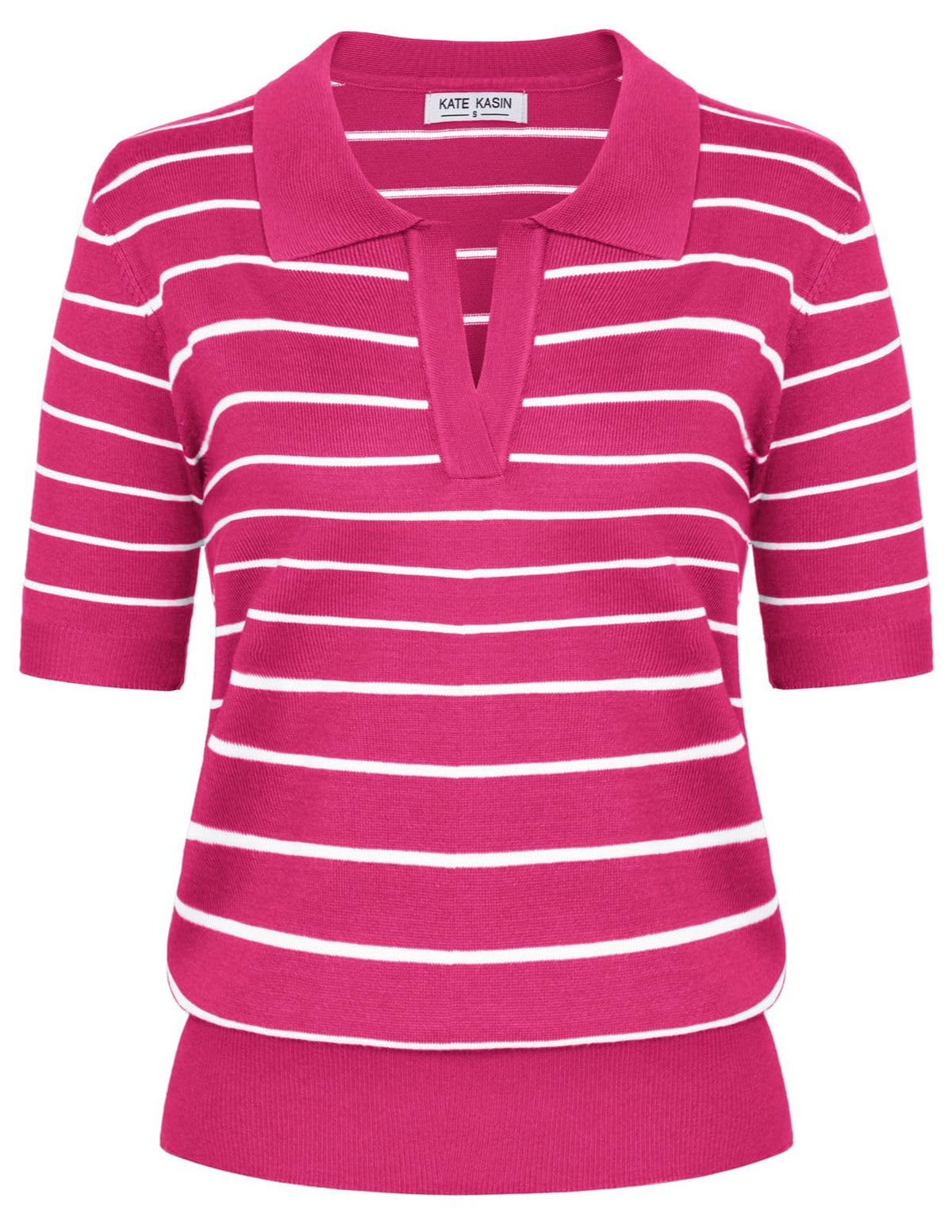 Women's Short Sleeve Classic V Neck Collared Casual Polo Sweater Tops