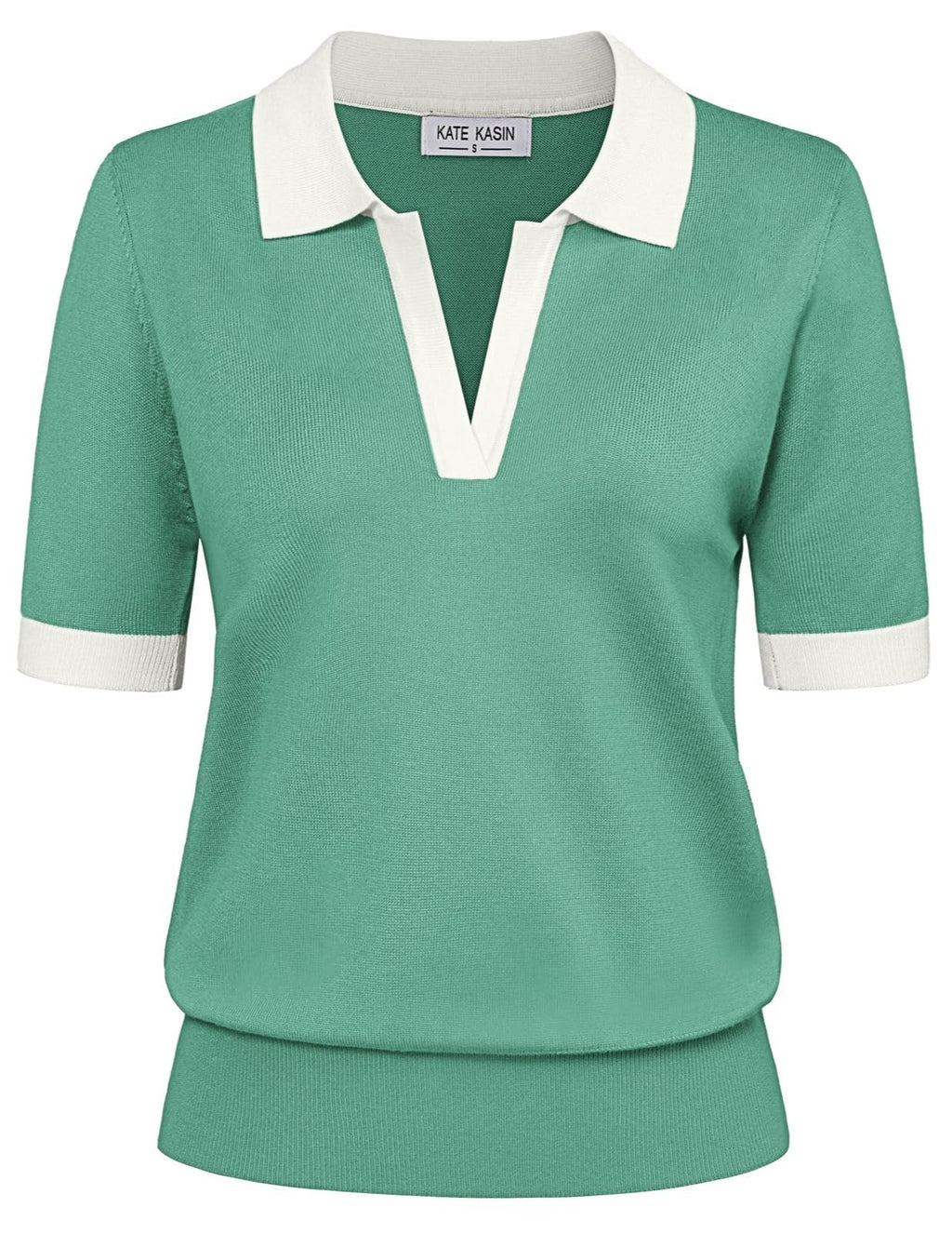 Women's Short Sleeve Classic V Neck Collared Casual Polo Sweater Tops