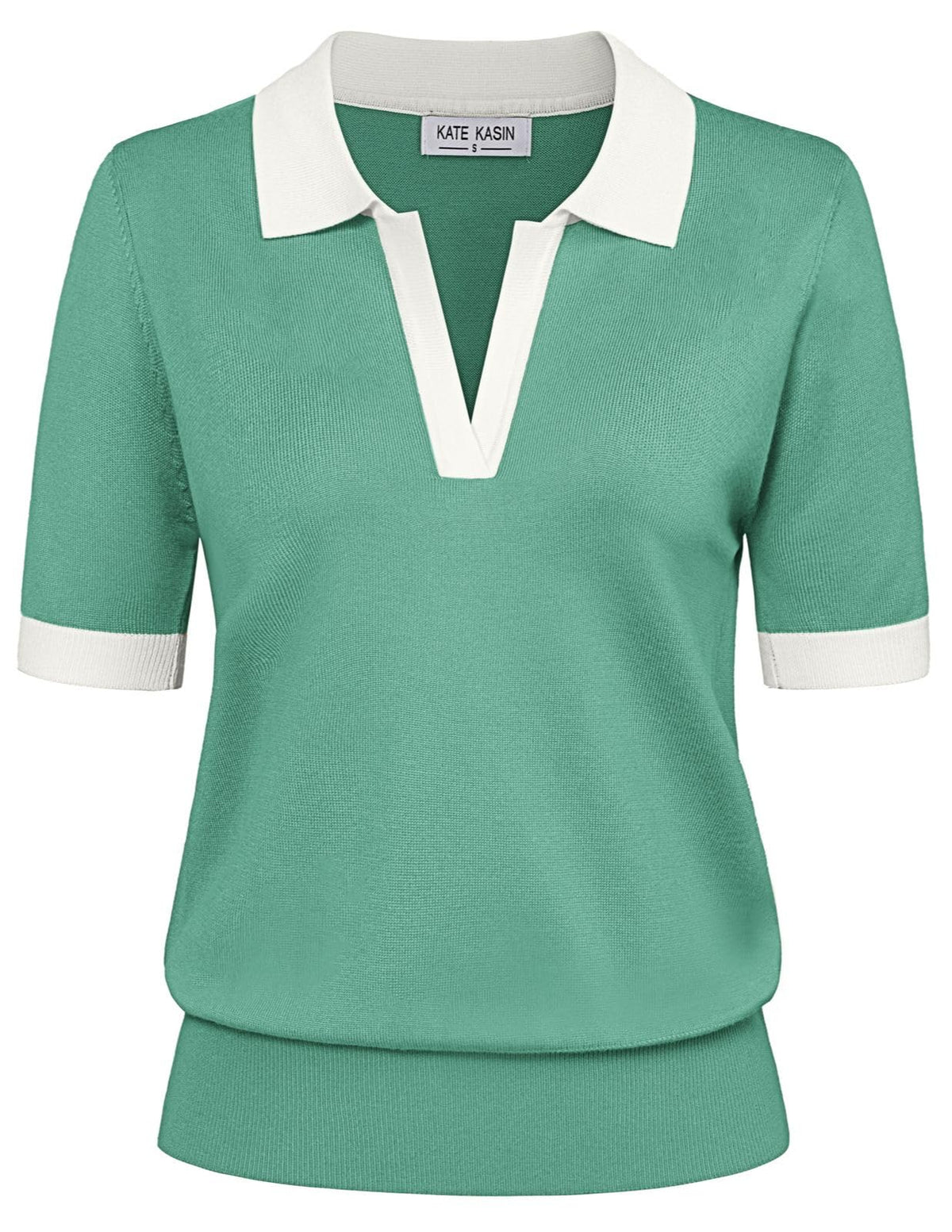 Women's Short Sleeve Classic V Neck Collared Casual Polo Sweater Tops