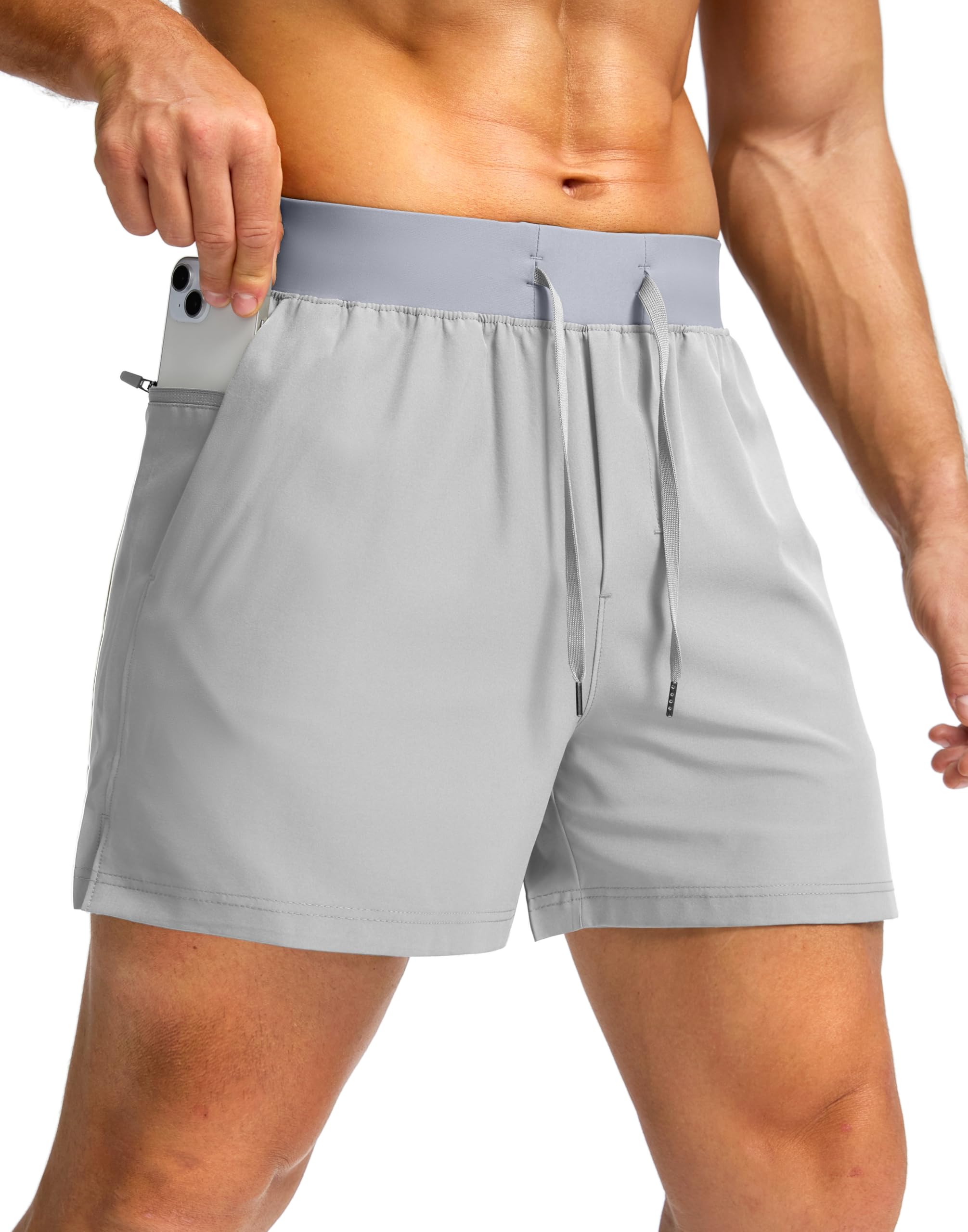 Soothfeel Men's Running Shorts with Zipper Pockets 9"/ 7"/ 5" Quick Dry Eight Basketball Gym Workout Athletic Shorts