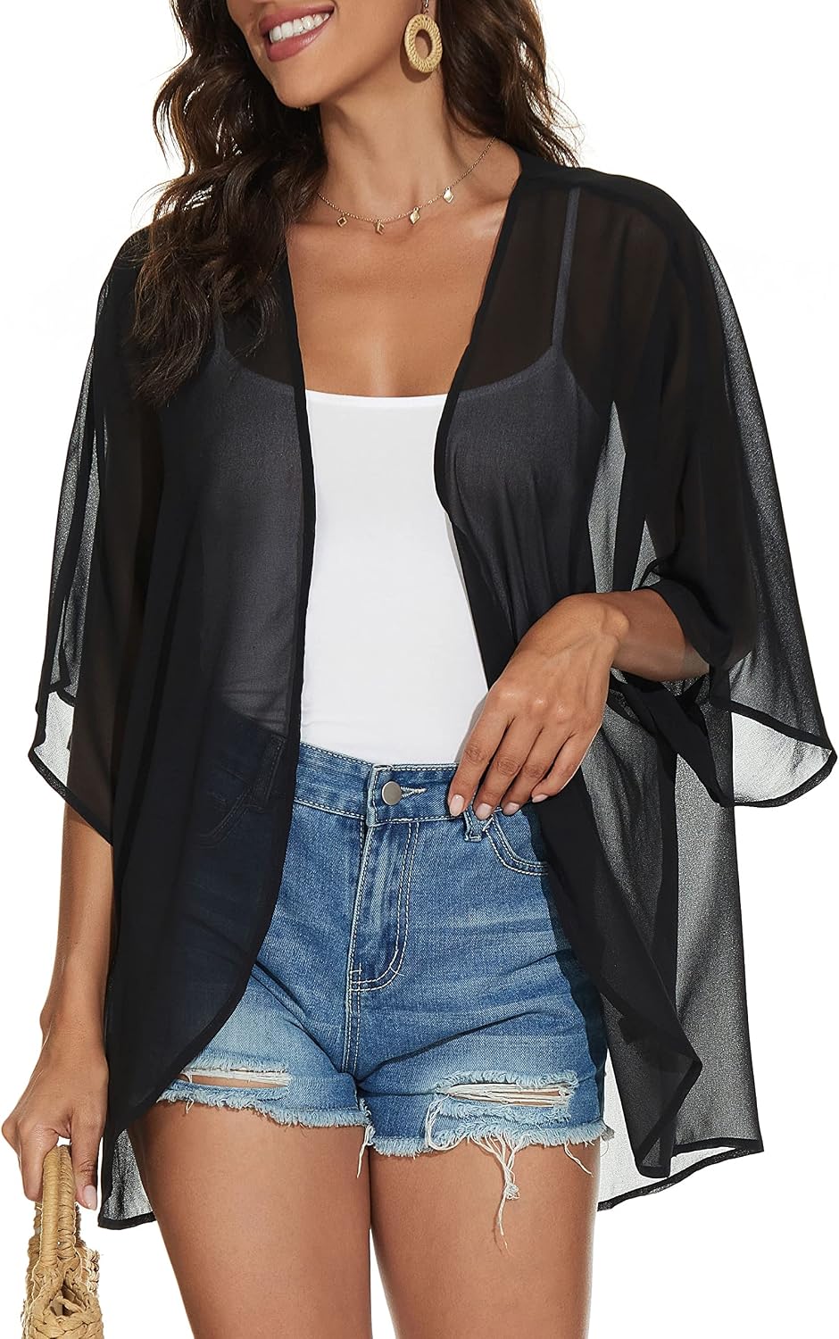 CHICGAL Womens Floral Kimono Cardigan Beach Cover Up Casual Summer Tops
