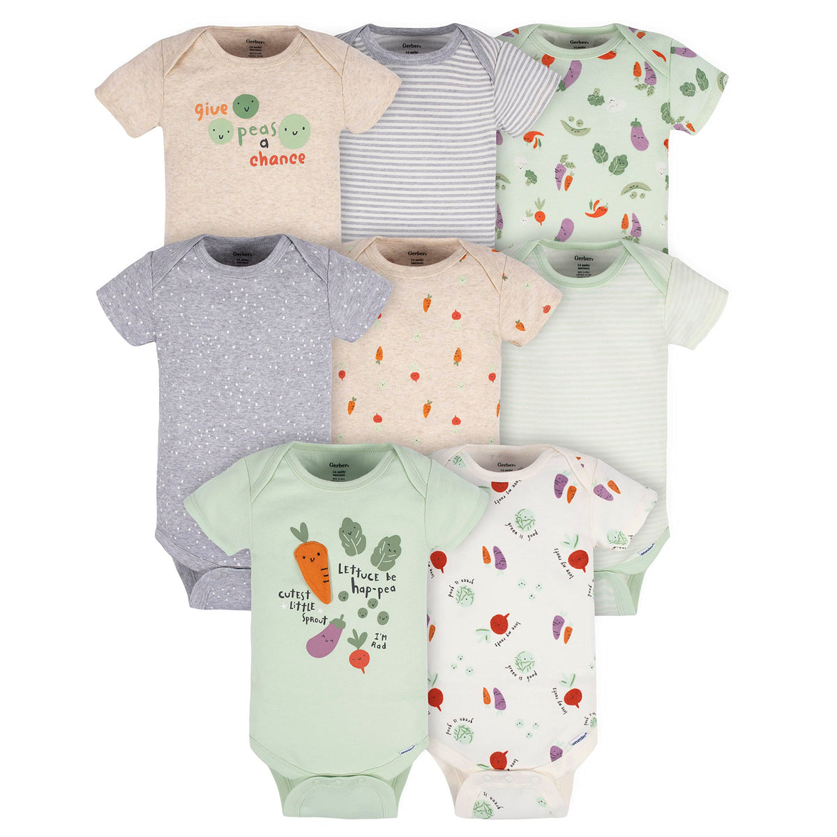 Gerber Baby Girls' 8-pack Short Sleeve Onesies Bodysuits