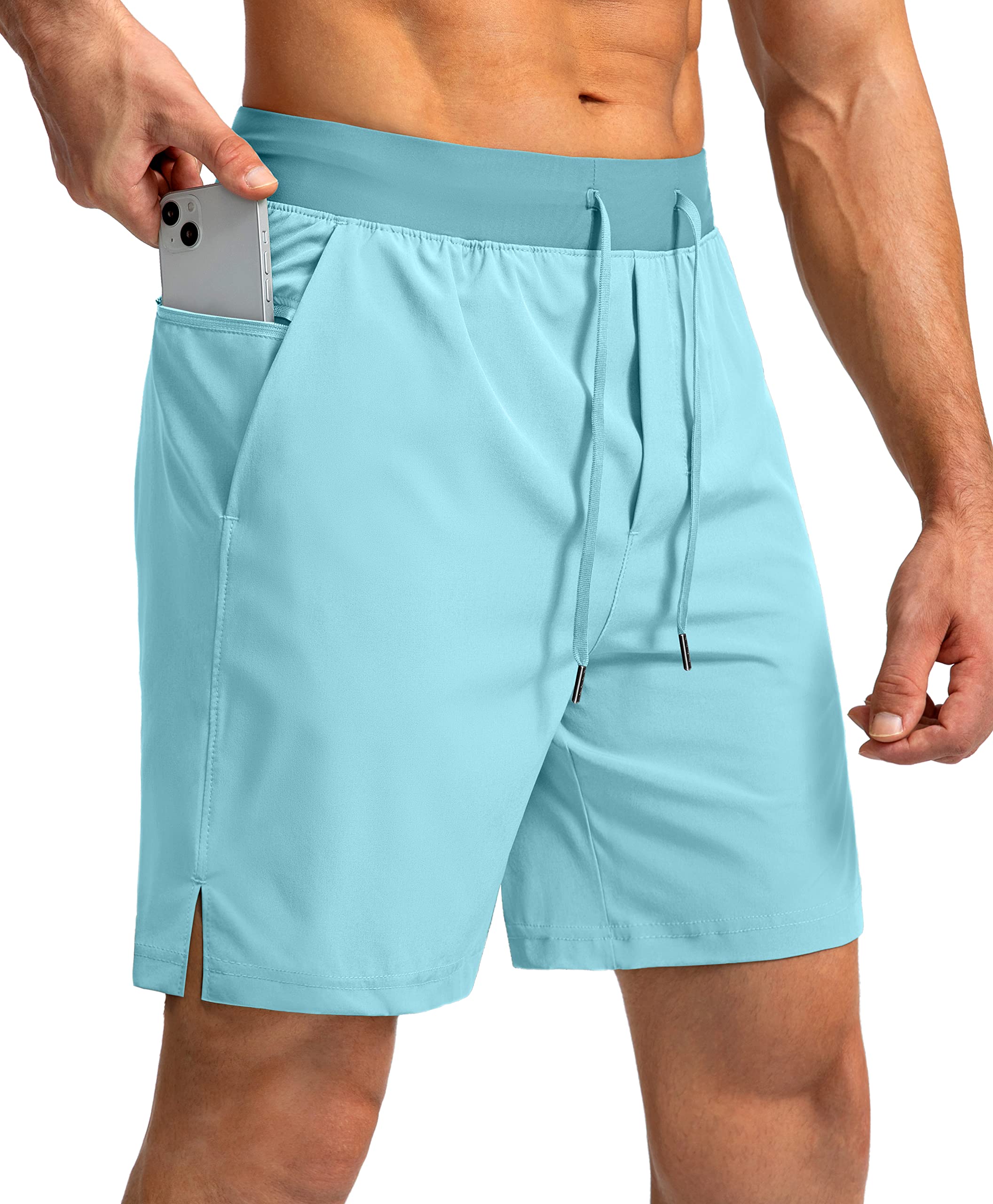 Soothfeel Men's Running Shorts with Zipper Pockets 9"/ 7"/ 5" Quick Dry Eight Basketball Gym Workout Athletic Shorts
