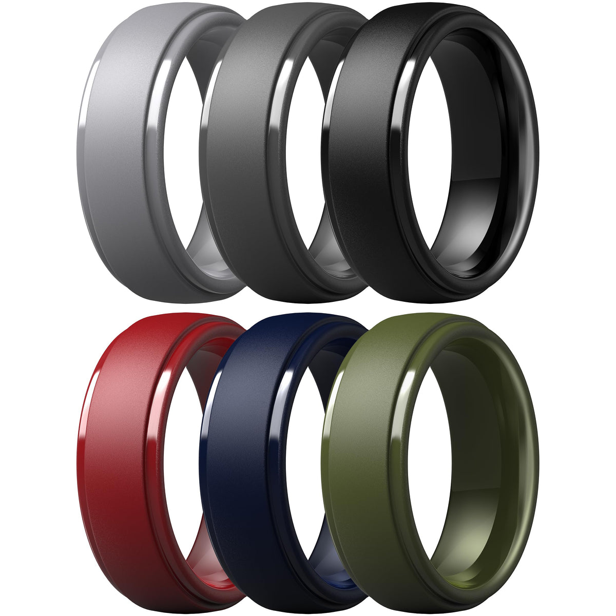 ThunderFit Silicone Rings for Men, Step Edge Rubber Wedding Bands 10mm Wide