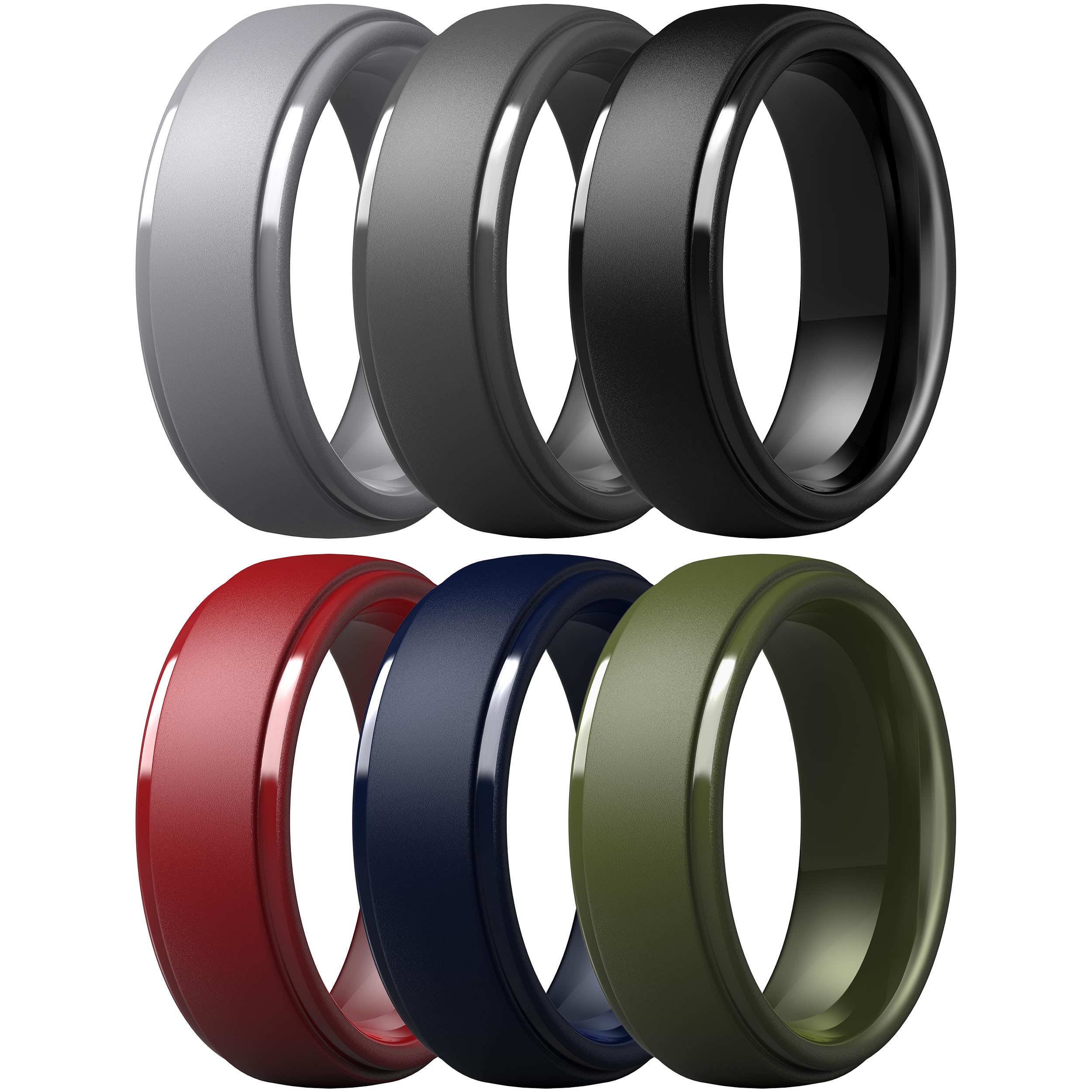 ThunderFit Silicone Rings for Men, Step Edge Rubber Wedding Bands 10mm Wide