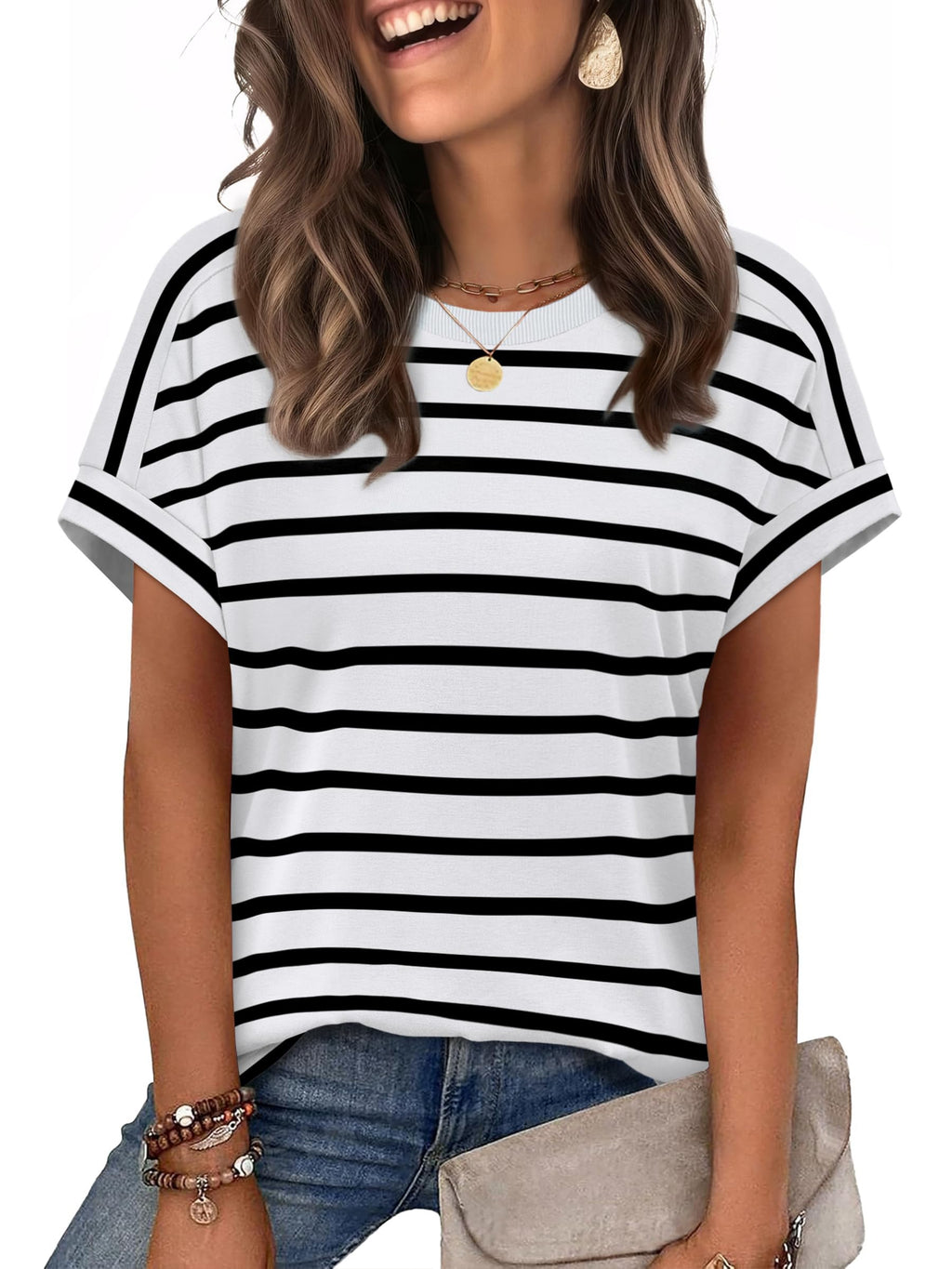 WIHOLL Womens Tops Short Sleeve Shirts Summer Outfits 2026 Spring Dressy Casual Clothes Clothing