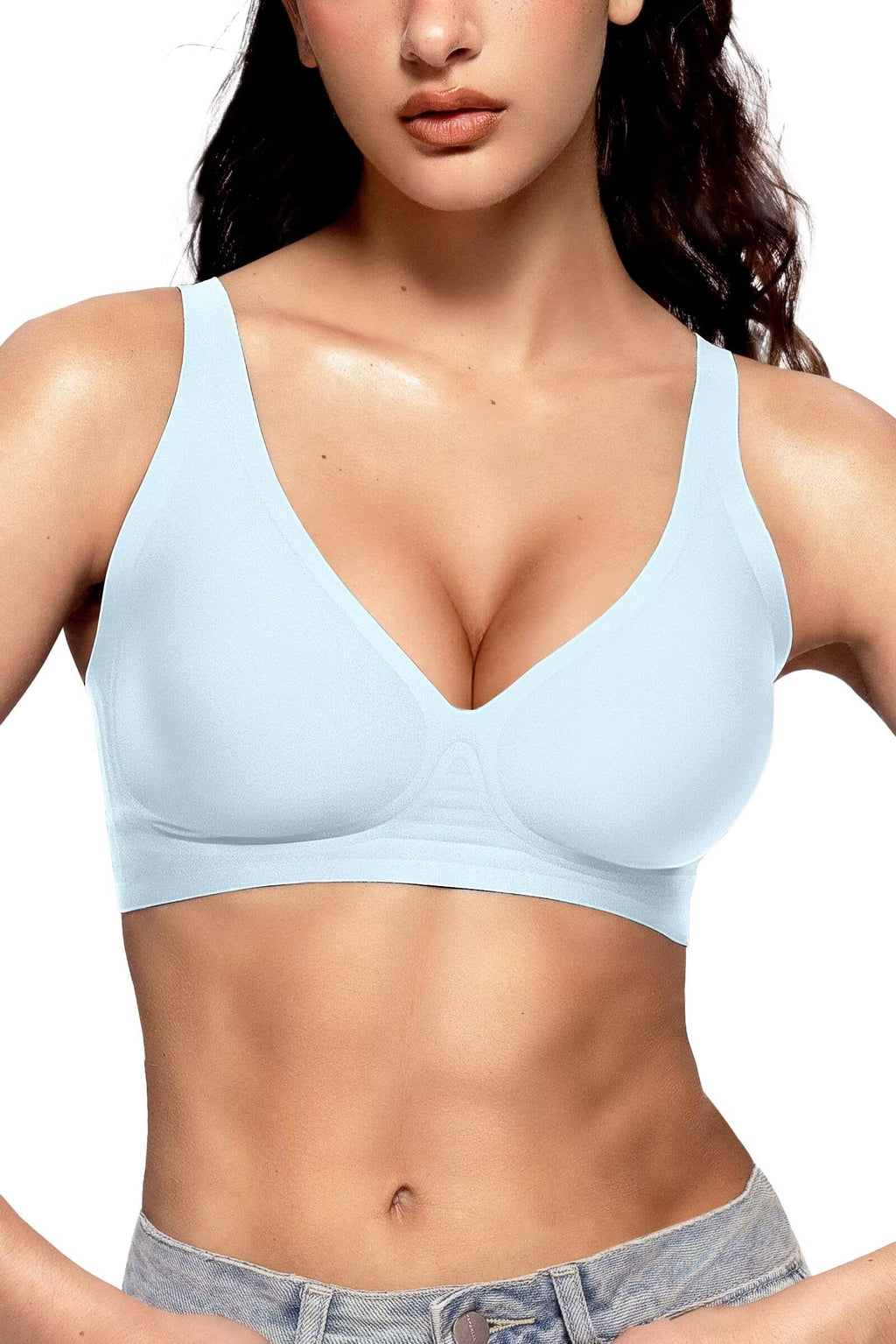 Vertvie Wireless Jelly Bras Push Up Plunge Seamless Supportive