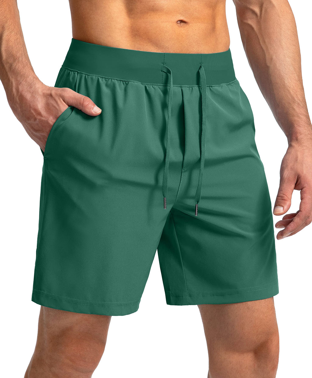 Soothfeel Men's Running Shorts with Zipper Pockets 9"/ 7"/ 5" Quick Dry Eight Basketball Gym Workout Athletic Shorts