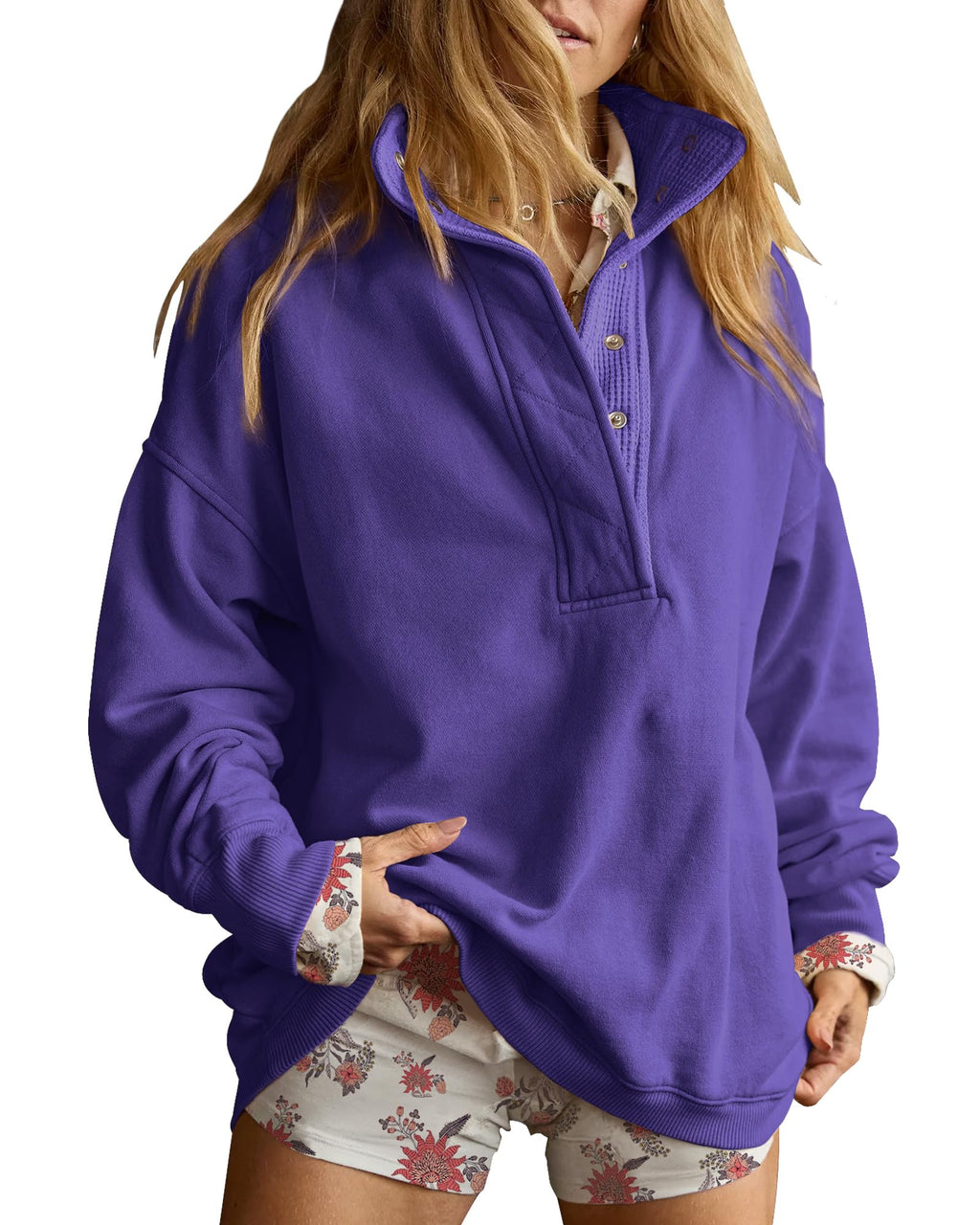 Gacaky Sweatshirt for Women Oversized Henley Neck Pullover Top Fall Outfits