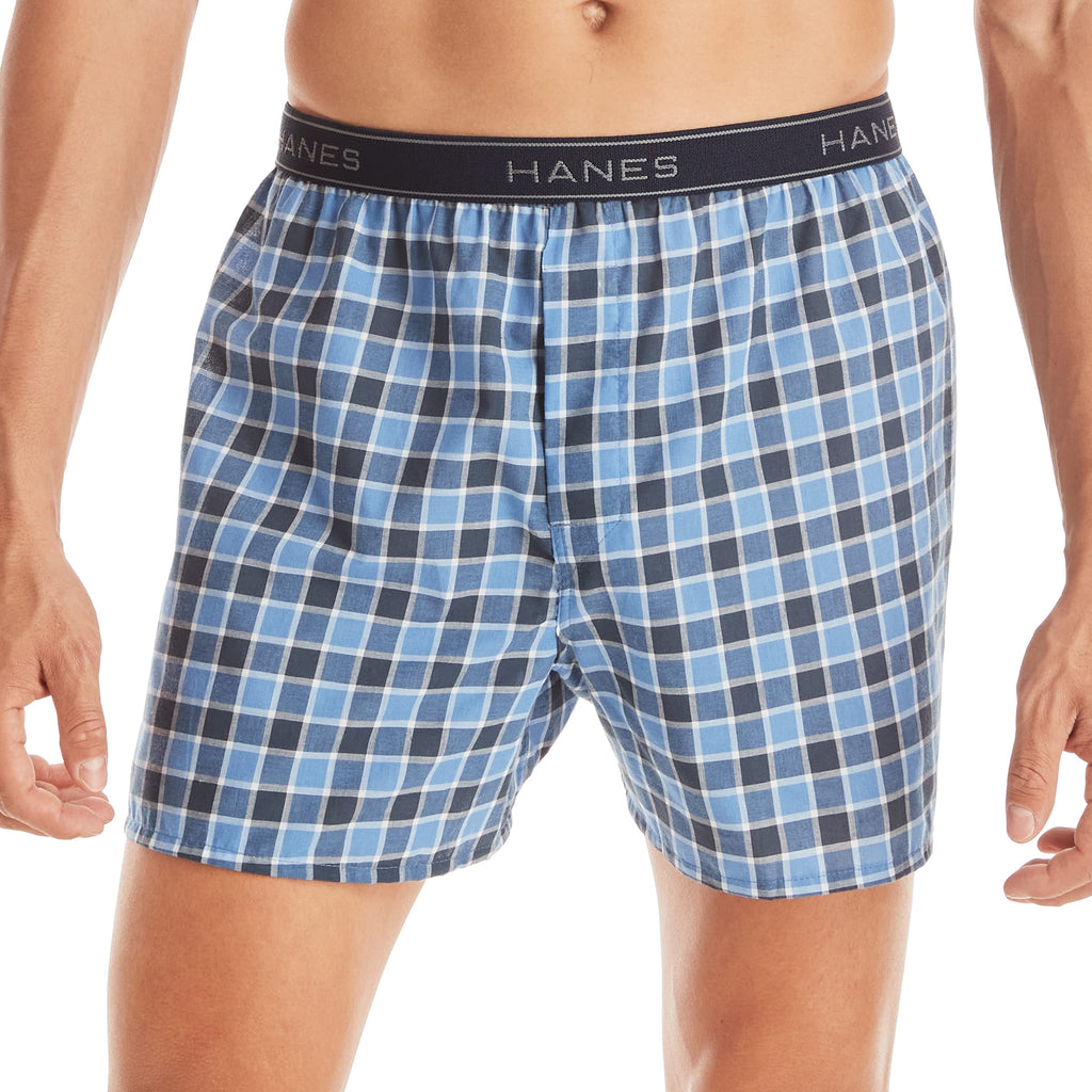Hanes Men's Underwear Boxers Pack, Cool & Breathable Cotton Underwear, Moisture-Wicking Boxers for Men