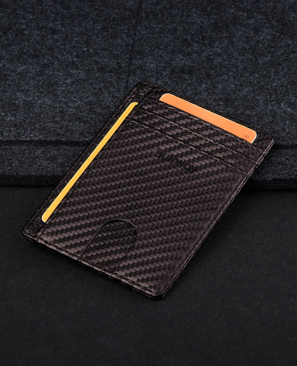 Buffway Slim Minimalist Front Pocket RFID Blocking Leather Wallets for Men and Women - Cross Black