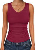 ANRABESS Tank Tops for Women V Neck Summer Sleeveless Ribbed Knit