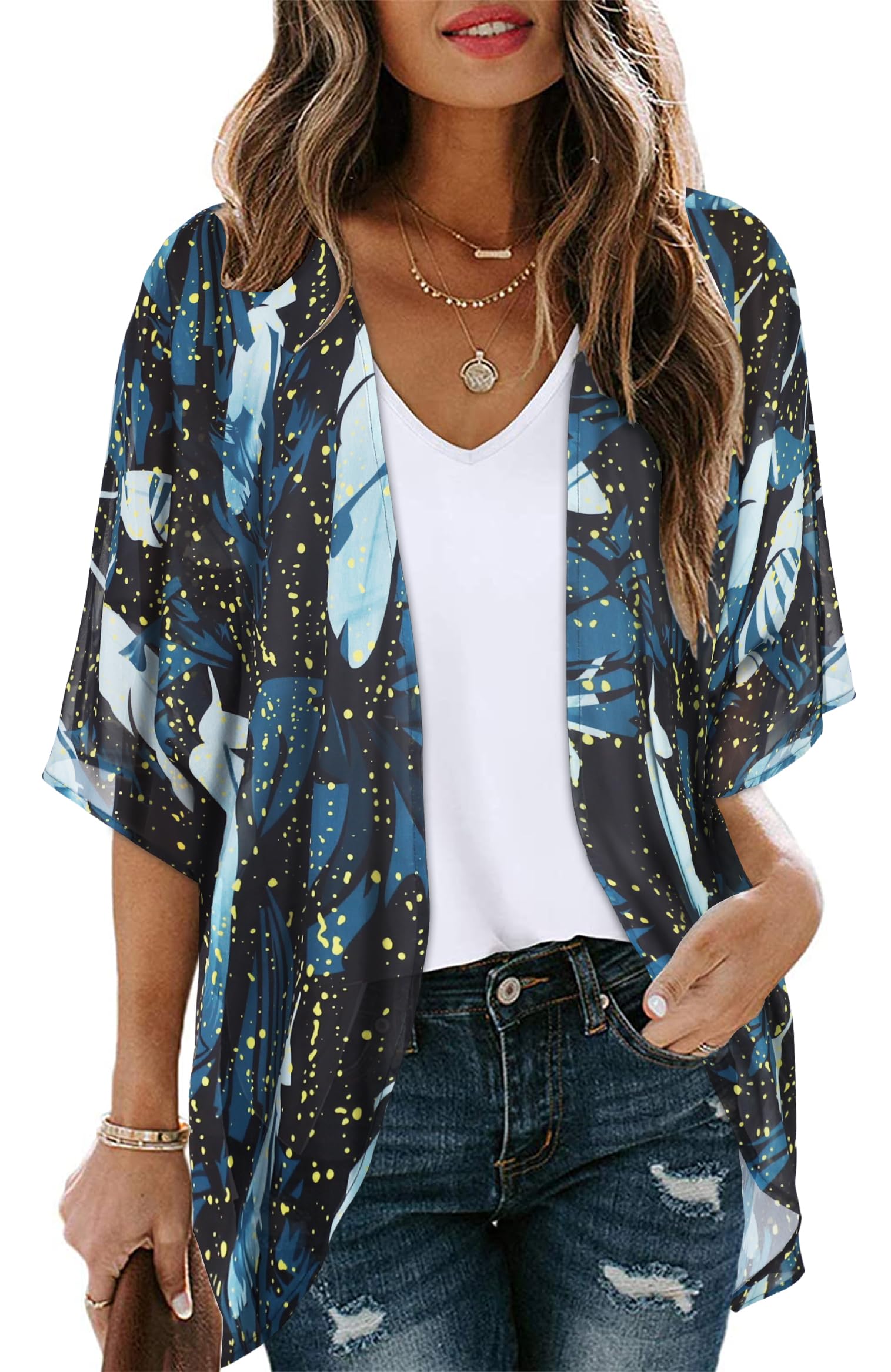 CHICGAL Womens Floral Kimono Cardigan Beach Cover Up Casual Summer Tops