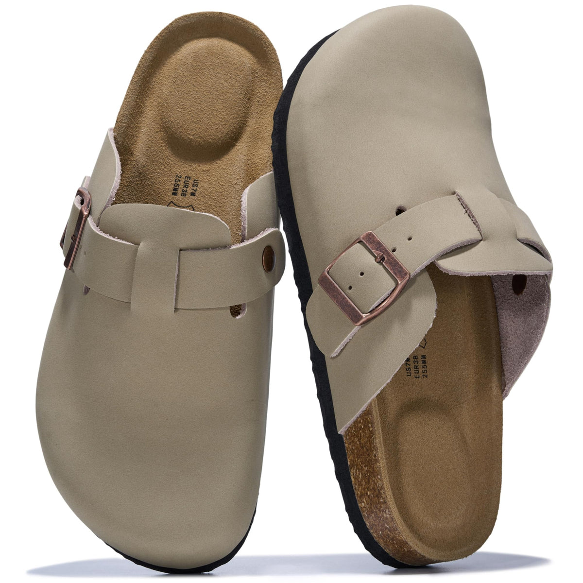 100% Genuine Leather Slip-on Footbed Clogs for Women - Fall Shoes for Women