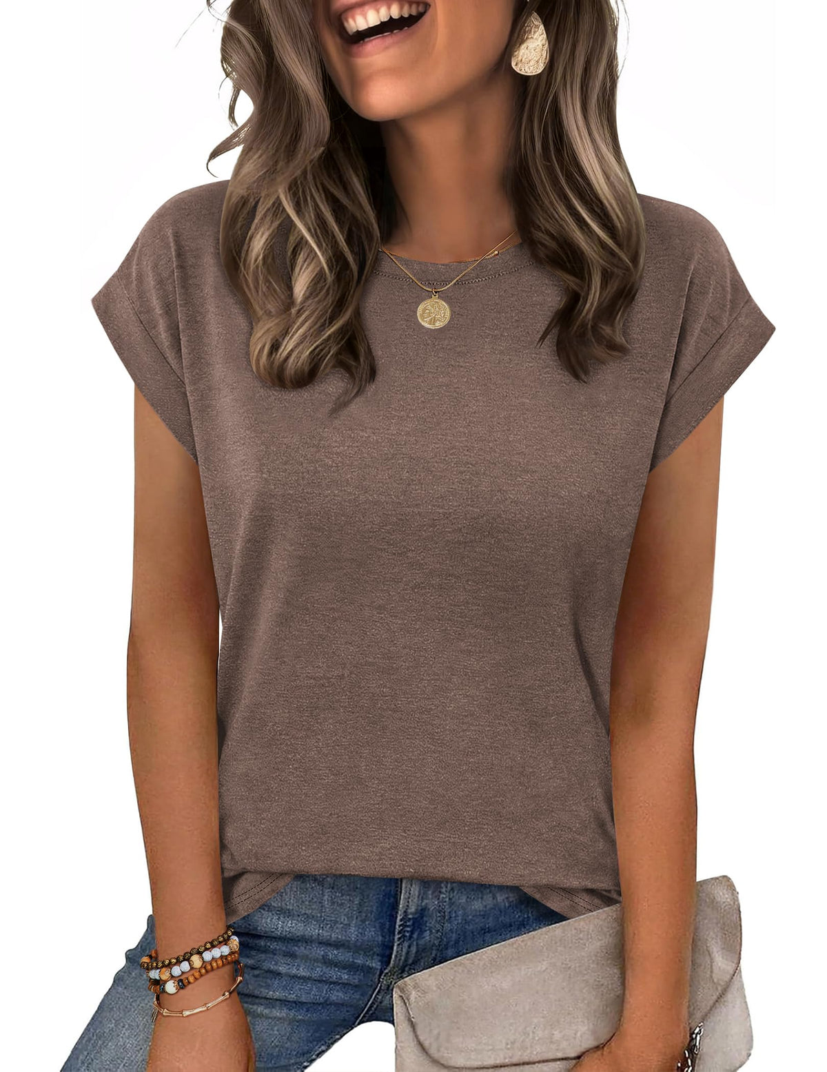 Zeagoo Womens Tops Summer Casual Cap Sleeve Tshirts Shirts Business Blouses