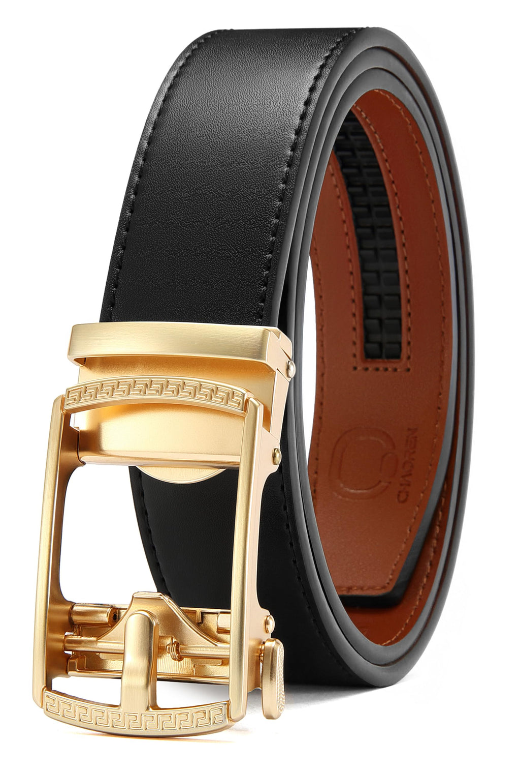 CHAOREN Men's Leather Ratchet Belt - Customizable Fit (35mm)