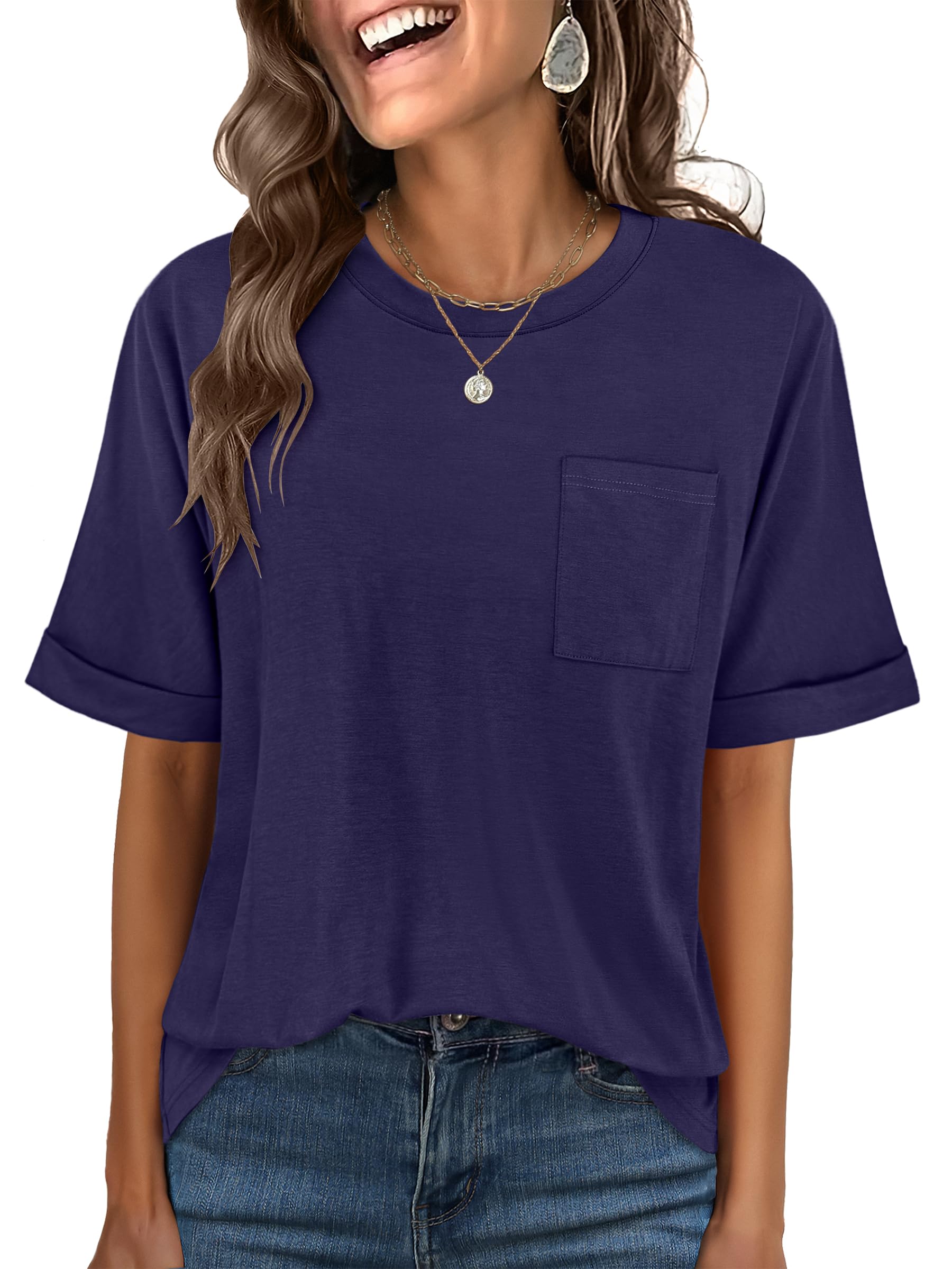 ANRABESS Womens Tops Short Sleeve Oversized T Shirts