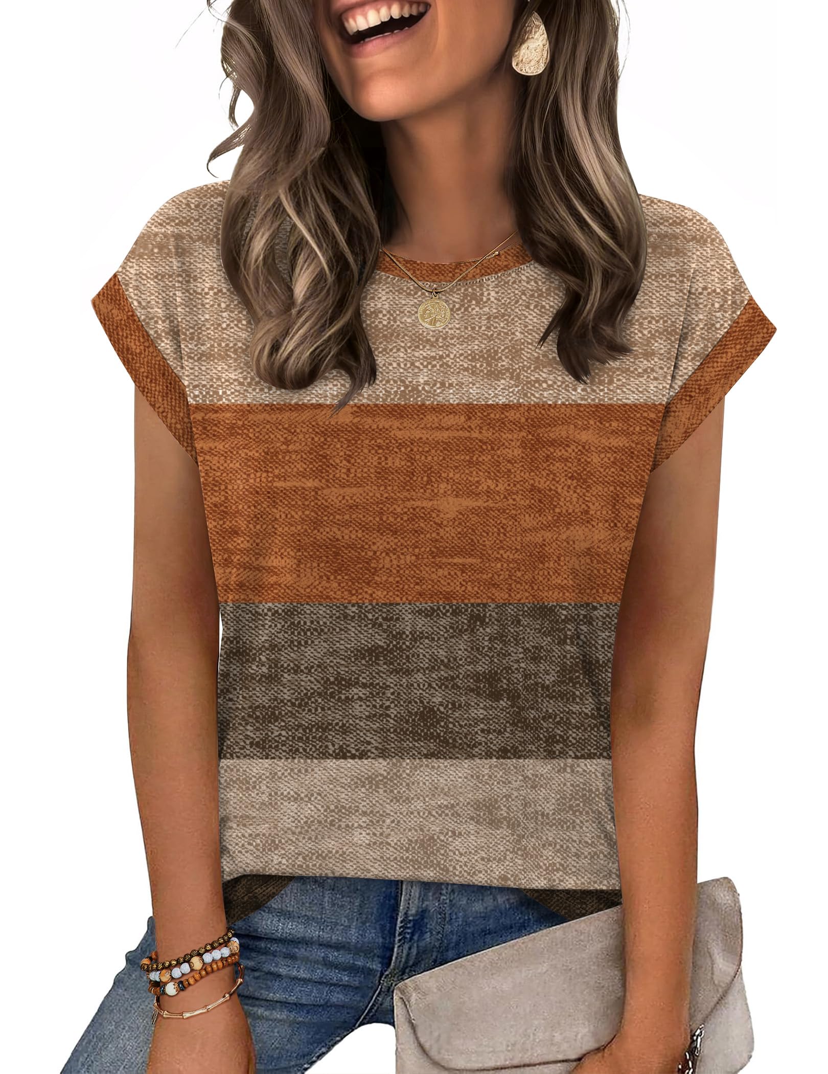 Zeagoo Womens Tops Summer Casual Cap Sleeve Tshirts Shirts Business Blouses