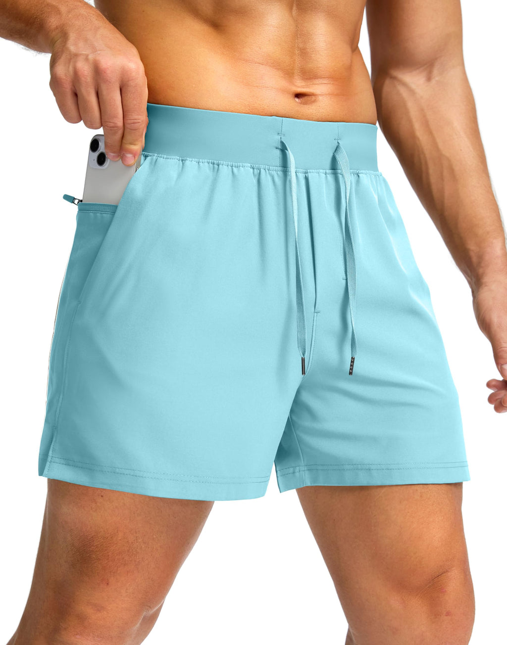 Soothfeel Men's Running Shorts with Zipper Pockets 9"/ 7"/ 5" Quick Dry Eight Basketball Gym Workout Athletic Shorts