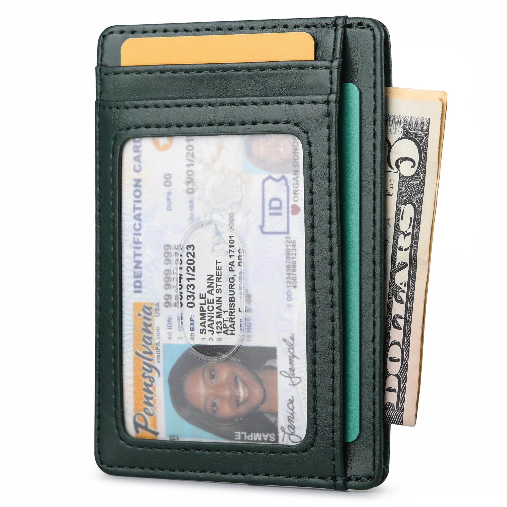 Buffway Slim Minimalist Front Pocket RFID Blocking Leather Wallets for Men and Women - Cross Black